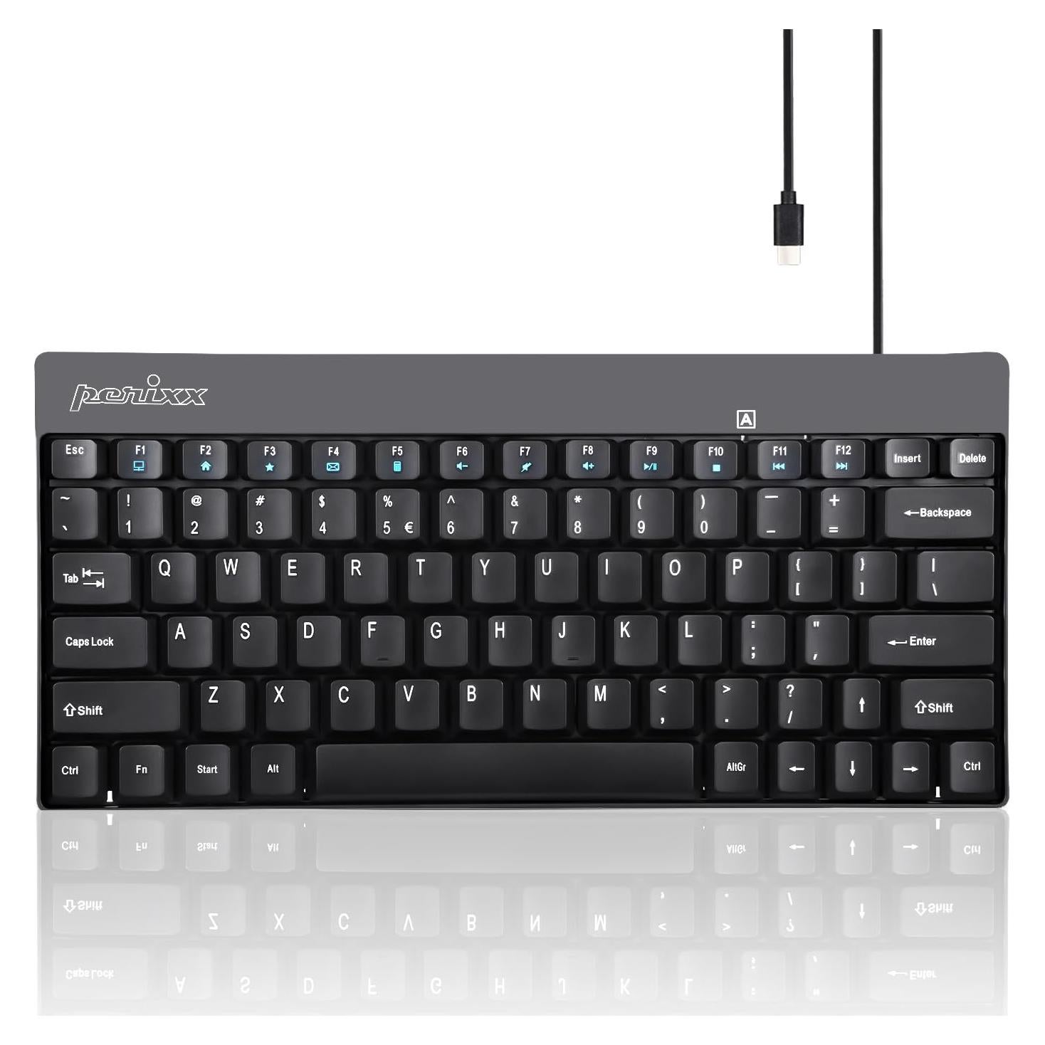 Teclado Compacto USB Tipo C Perixx PERIBOARD-422 Negro