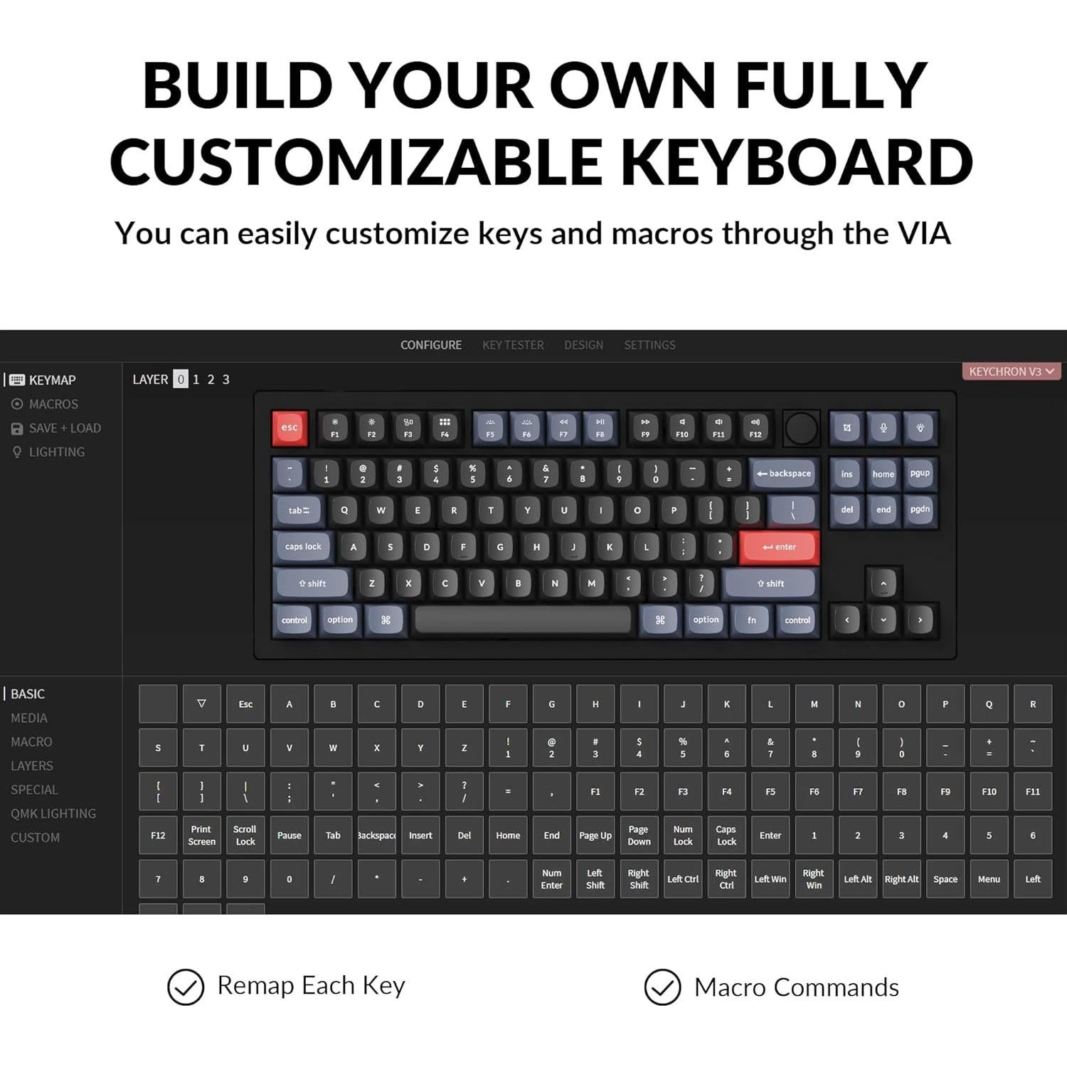 Teclado Mecánico Keychron V3 TKL Personalizable QMK/VIA