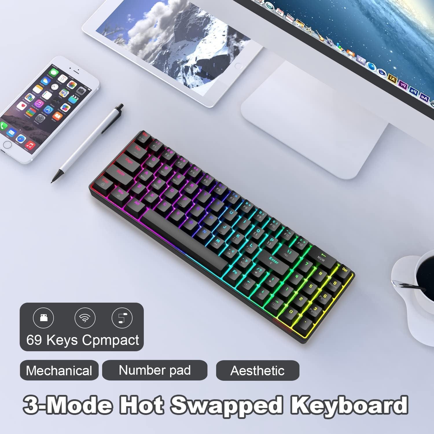 Teclado Mecánico Inalámbrico A.JAZZ 60% Hot-Swappable RGB