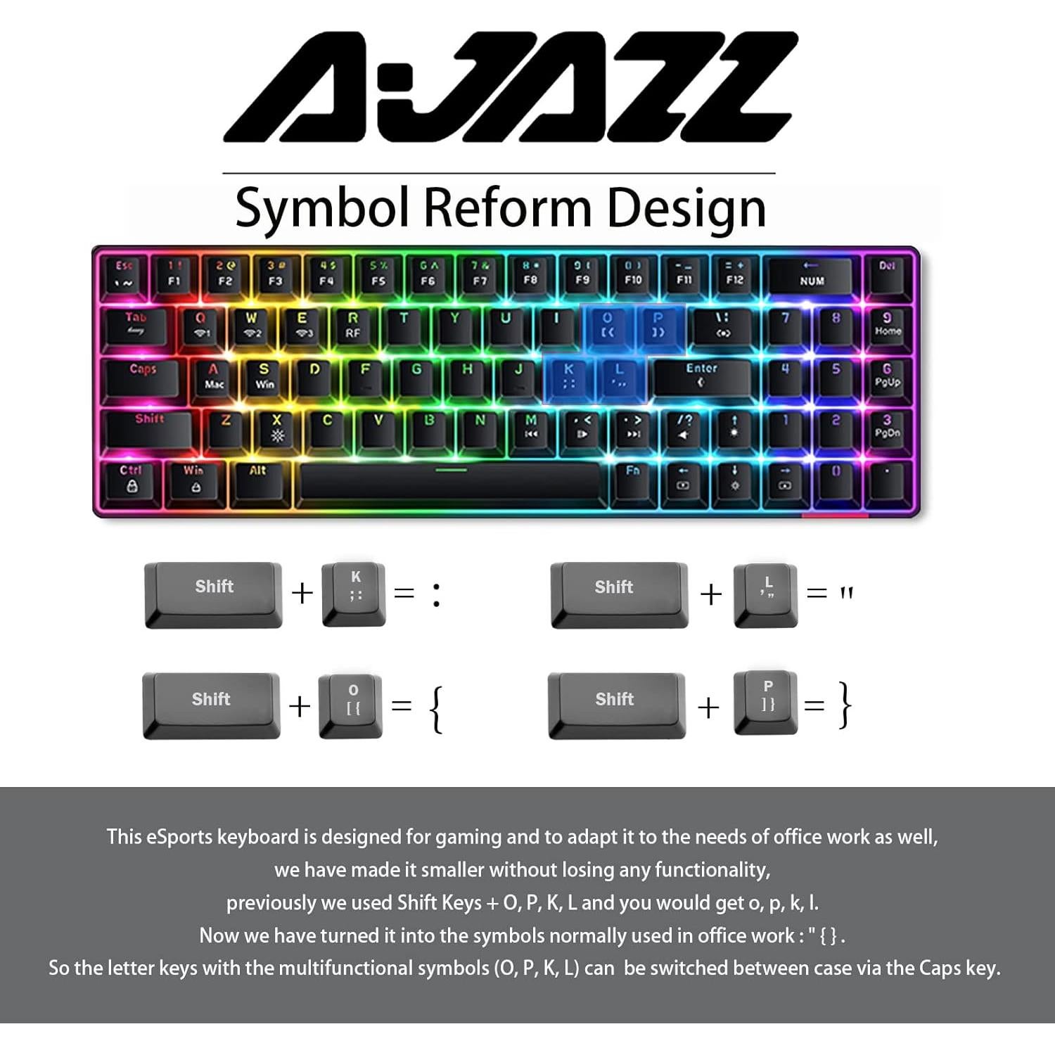 Teclado Mecánico Inalámbrico A.JAZZ 60% Hot-Swappable RGB