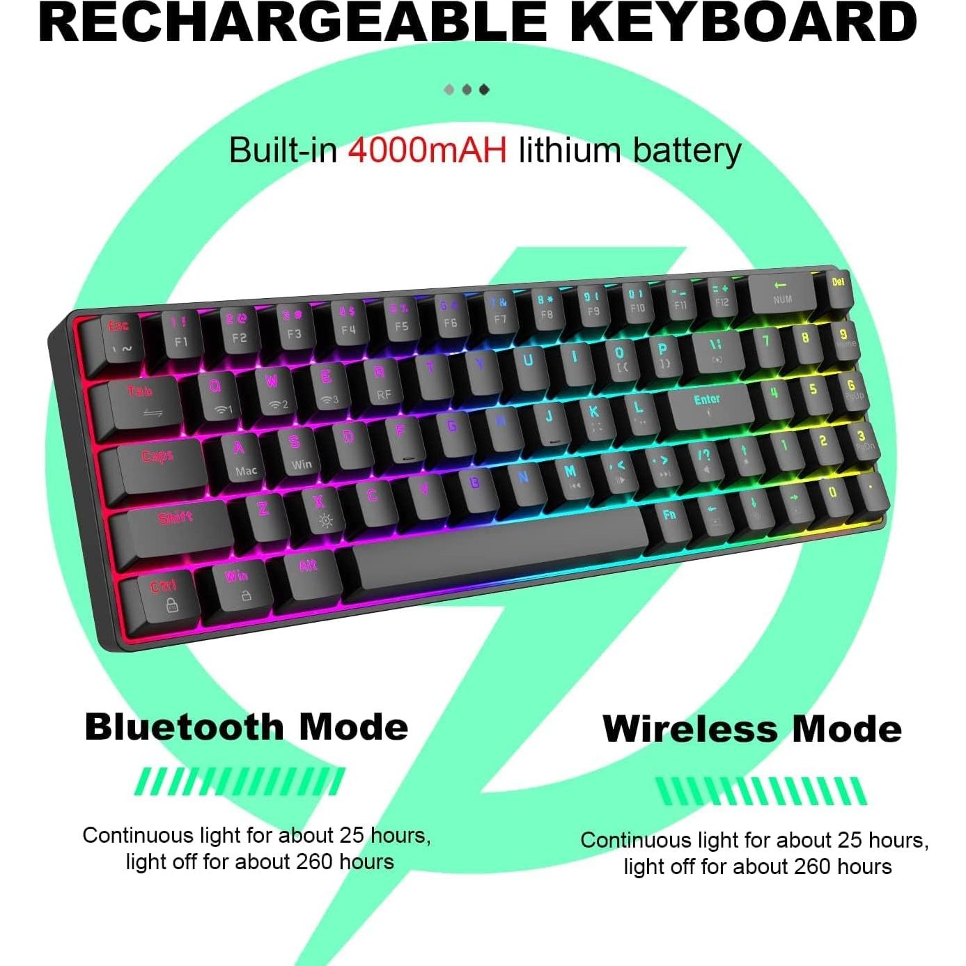Teclado Mecánico Inalámbrico A.JAZZ 60% Hot-Swappable RGB