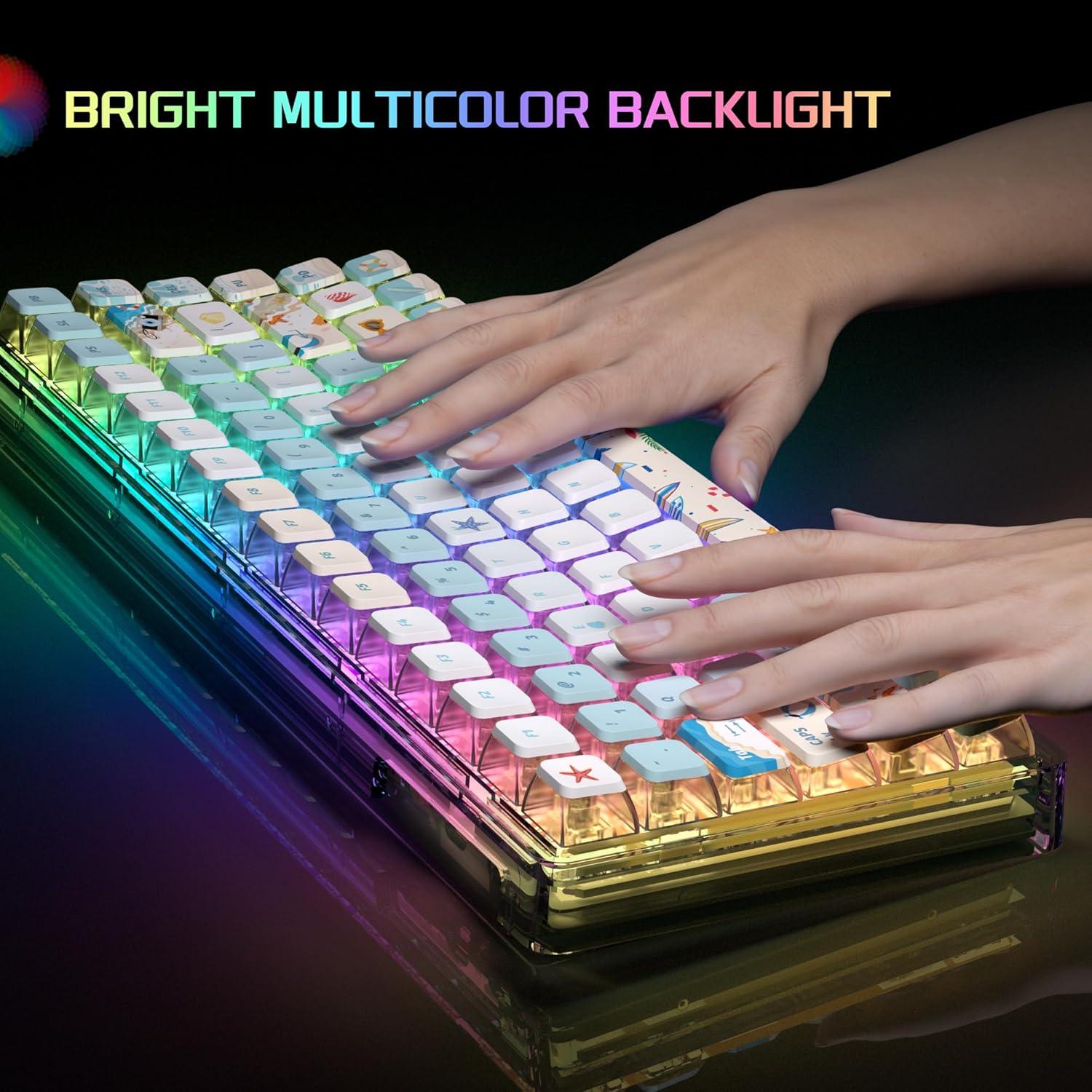 Teclado Mecánico RGB MAGEGEE 70% con Teclas PBT y Luz Azul