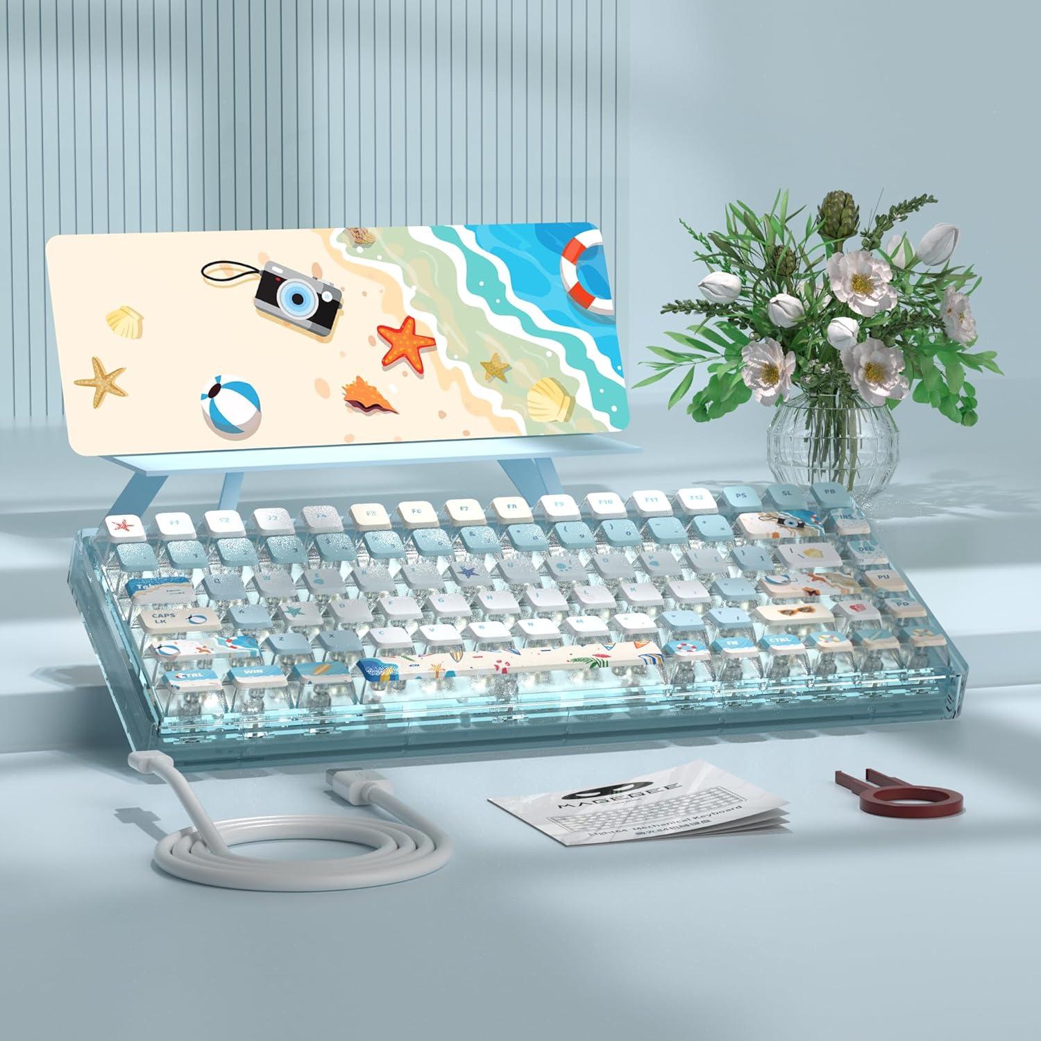 Teclado Mecánico RGB MAGEGEE 70% con Teclas PBT y Luz Azul