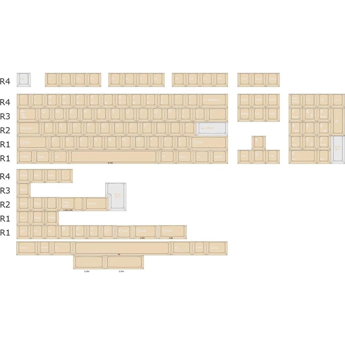 Juego de Teclas PBT Dye Sub Amarillas Cherry MX 137 Teclas