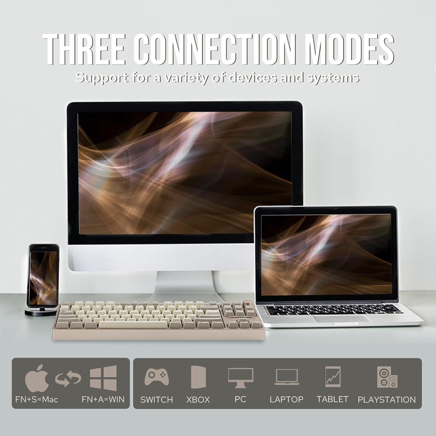 Teclado Inalámbrico TKL EPOMAKER P87 Aluminio RGB Caqui