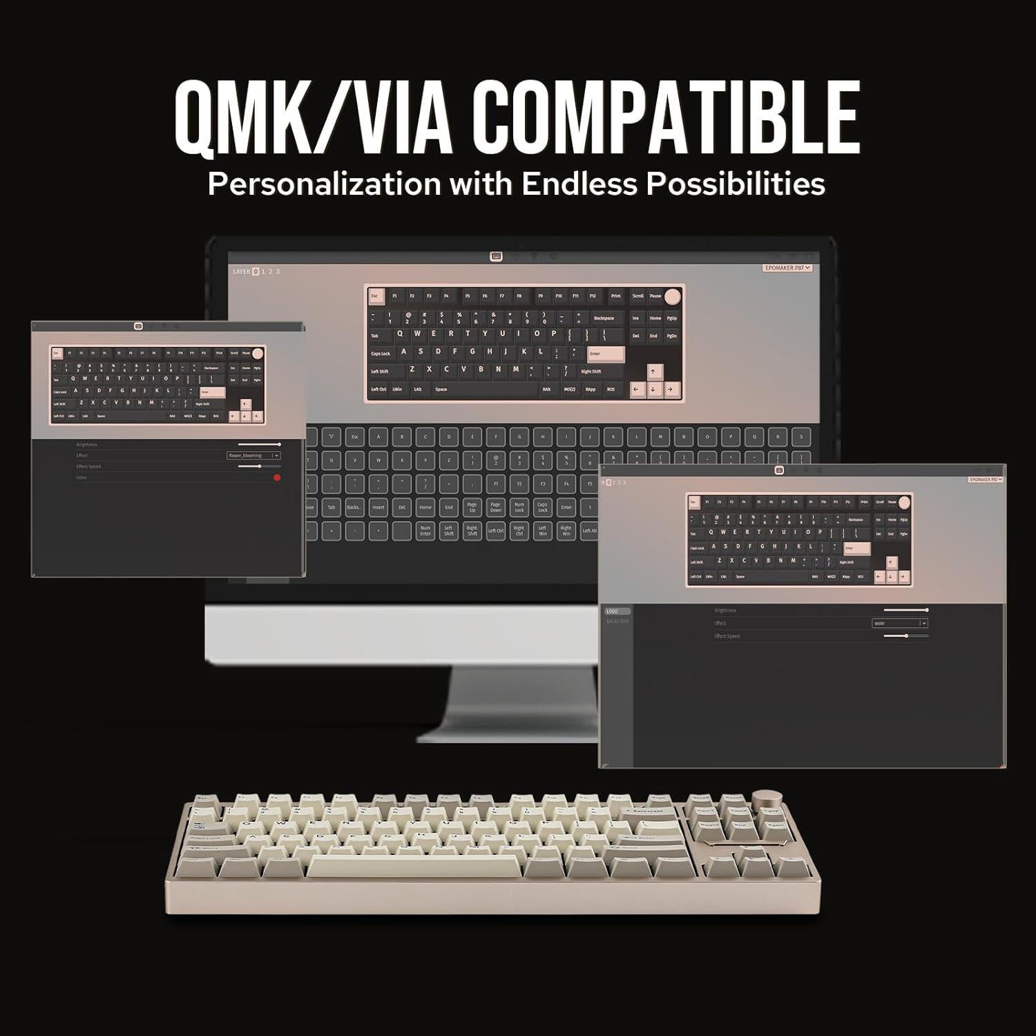 Teclado Inalámbrico TKL EPOMAKER P87 Aluminio RGB Caqui