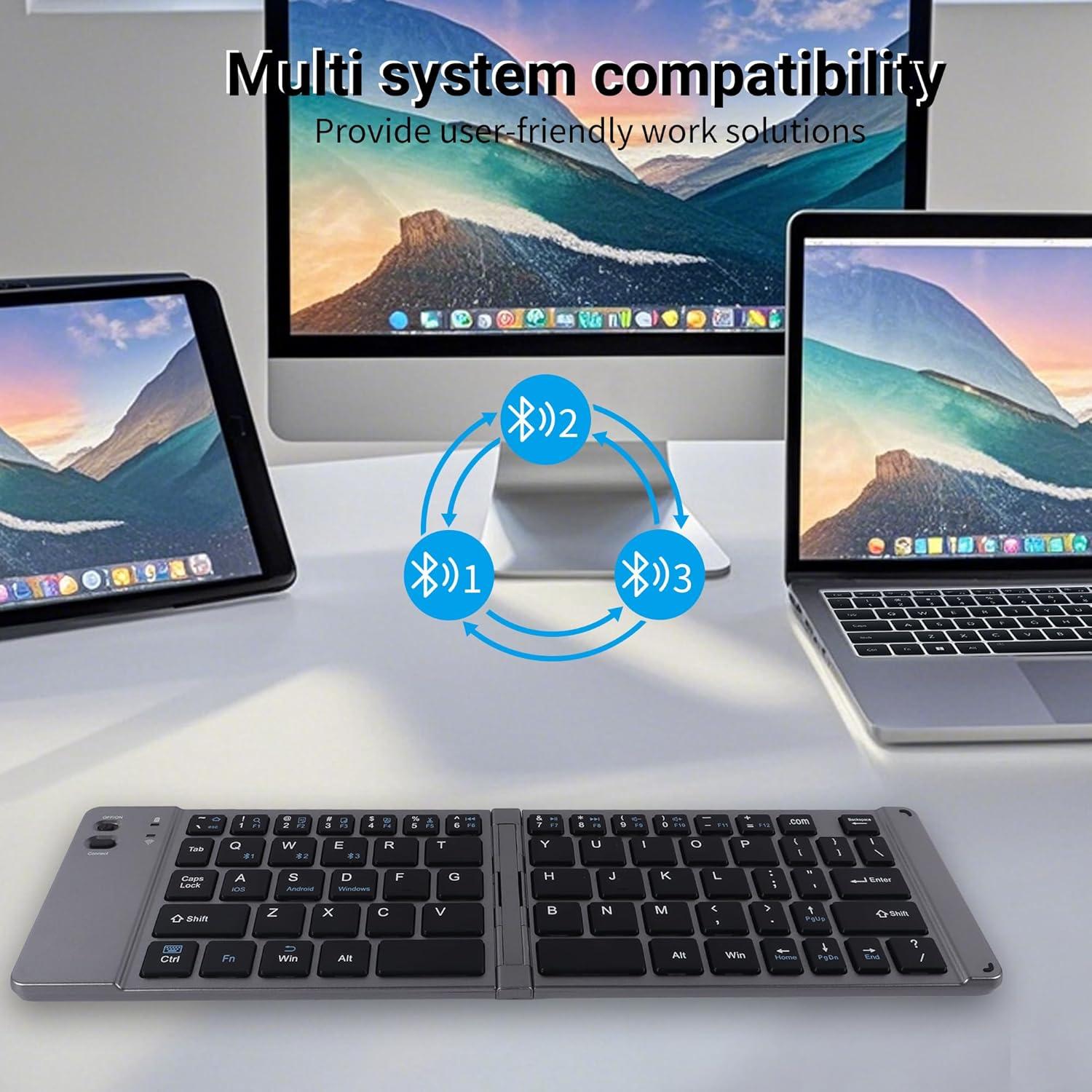 Teclado Bluetooth Plegable KUYHRF Ergonómico Recargable