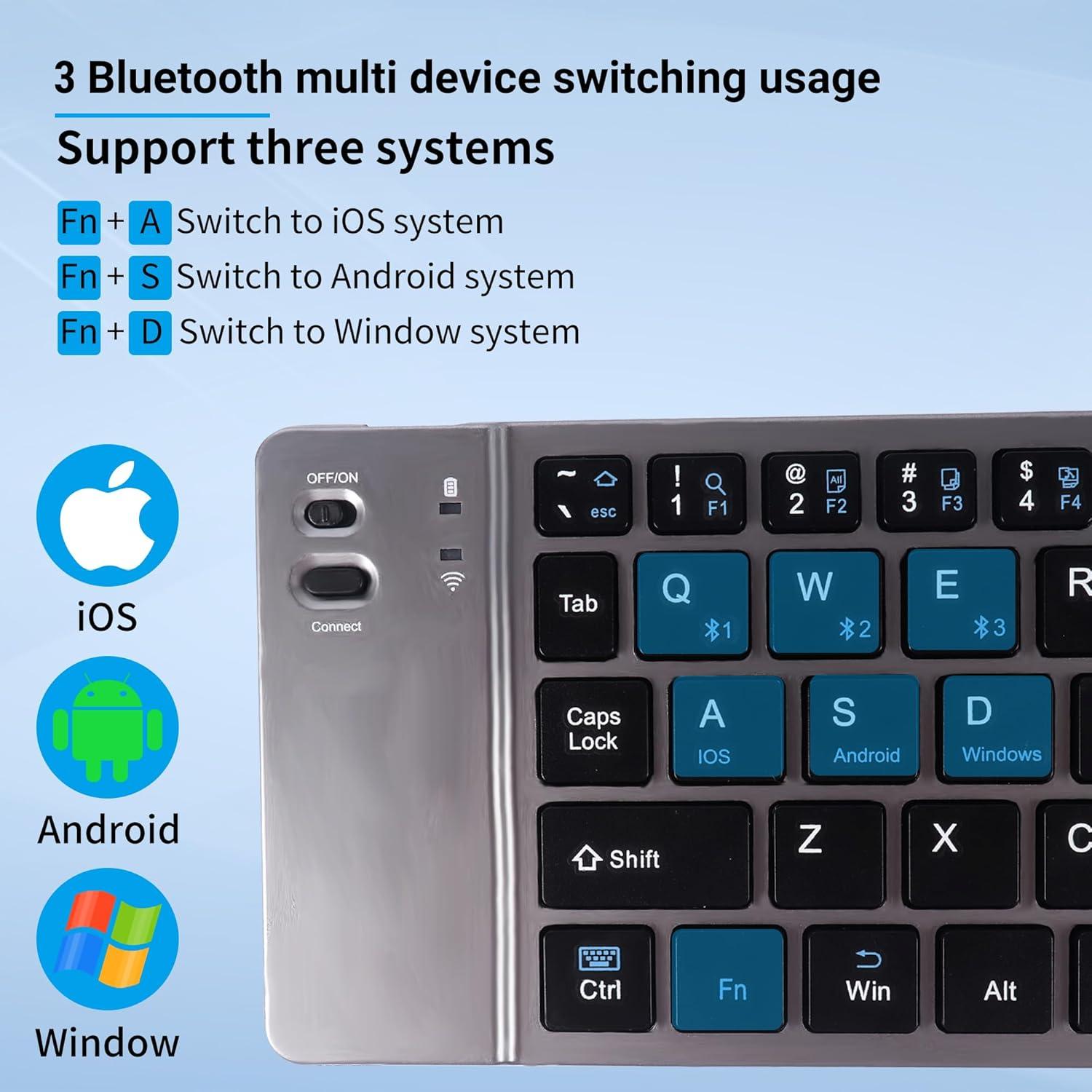 Teclado Bluetooth Plegable KUYHRF Ergonómico Recargable