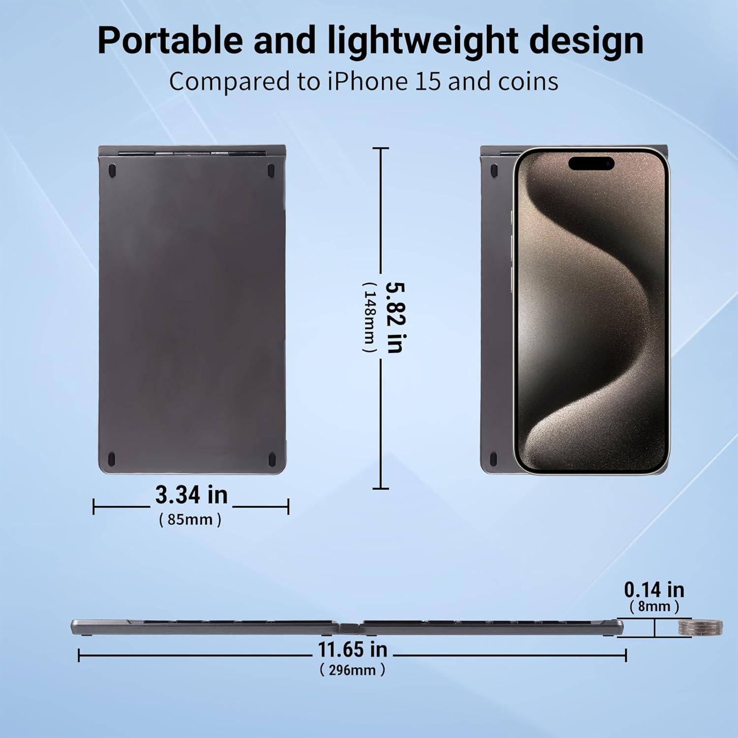 Teclado Bluetooth Plegable KUYHRF Ergonómico Recargable