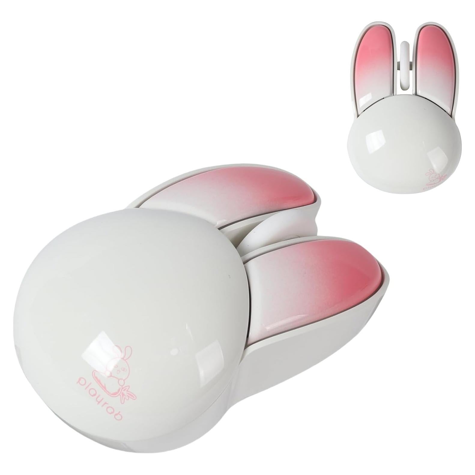 Ratón Inalámbrico Bluetooth Lindo Conejito Rosa y Blanco