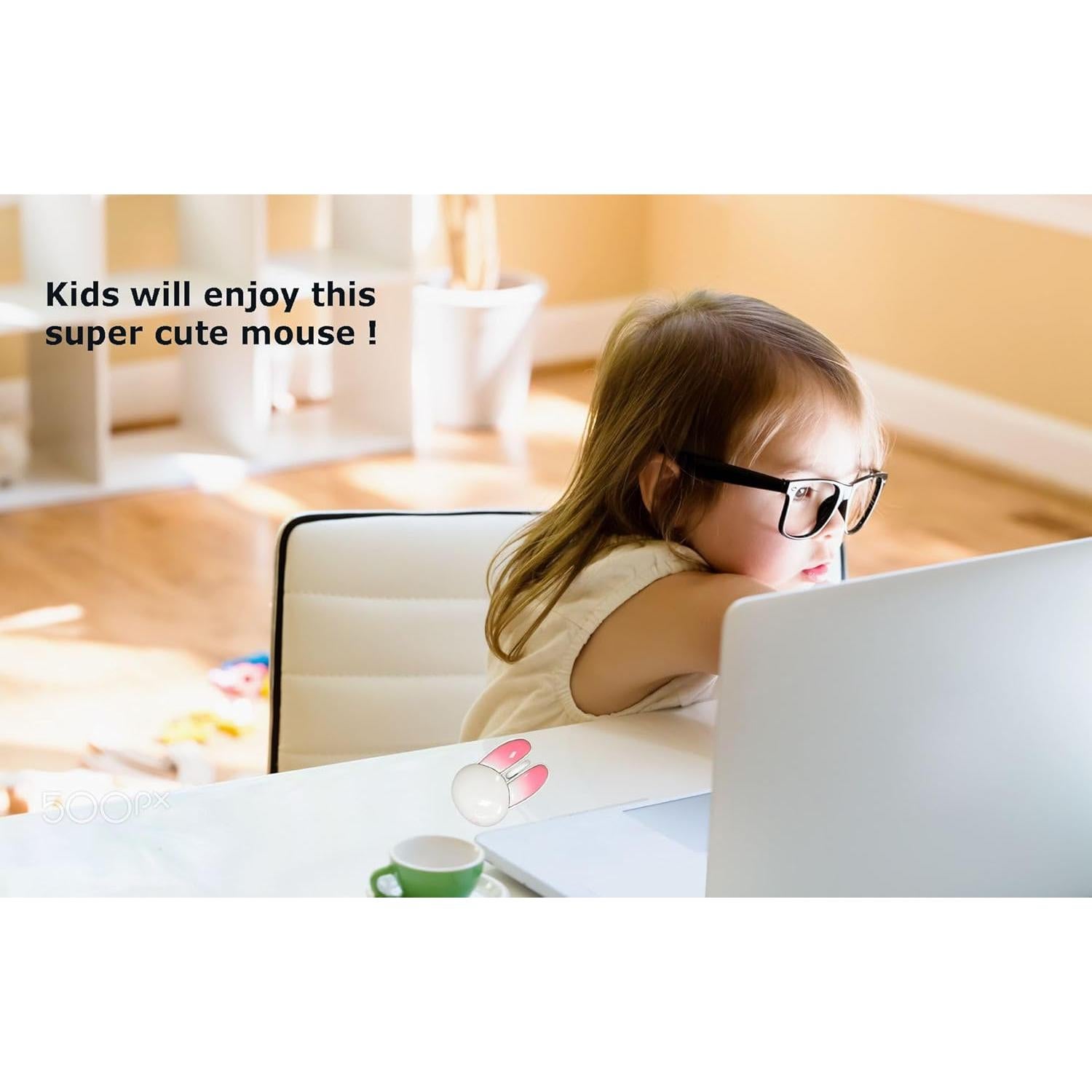 Ratón Inalámbrico Bluetooth Lindo Conejito Rosa y Blanco