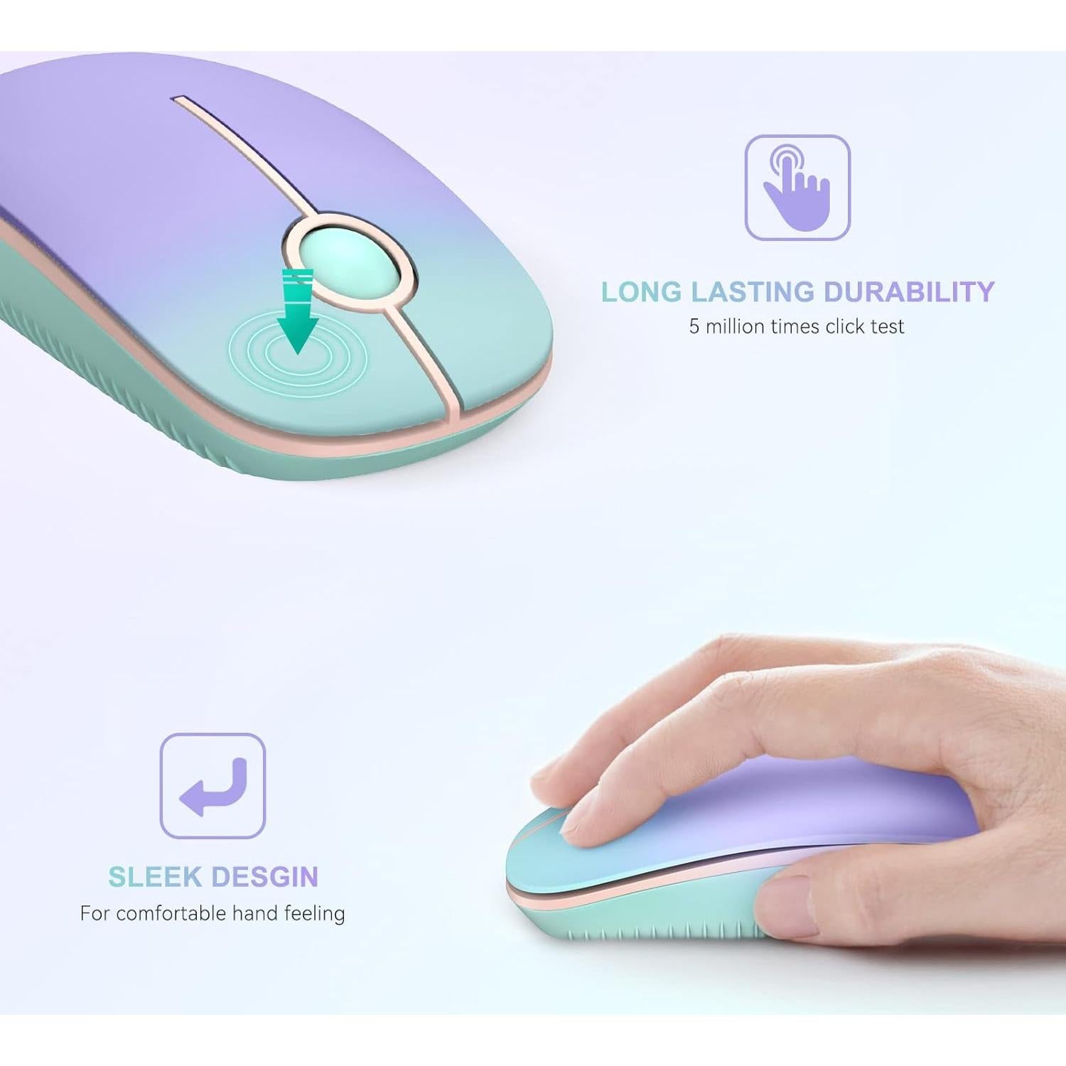 Ratón Inalámbrico Unipows MS001 Slim Verde Menta 2.4G