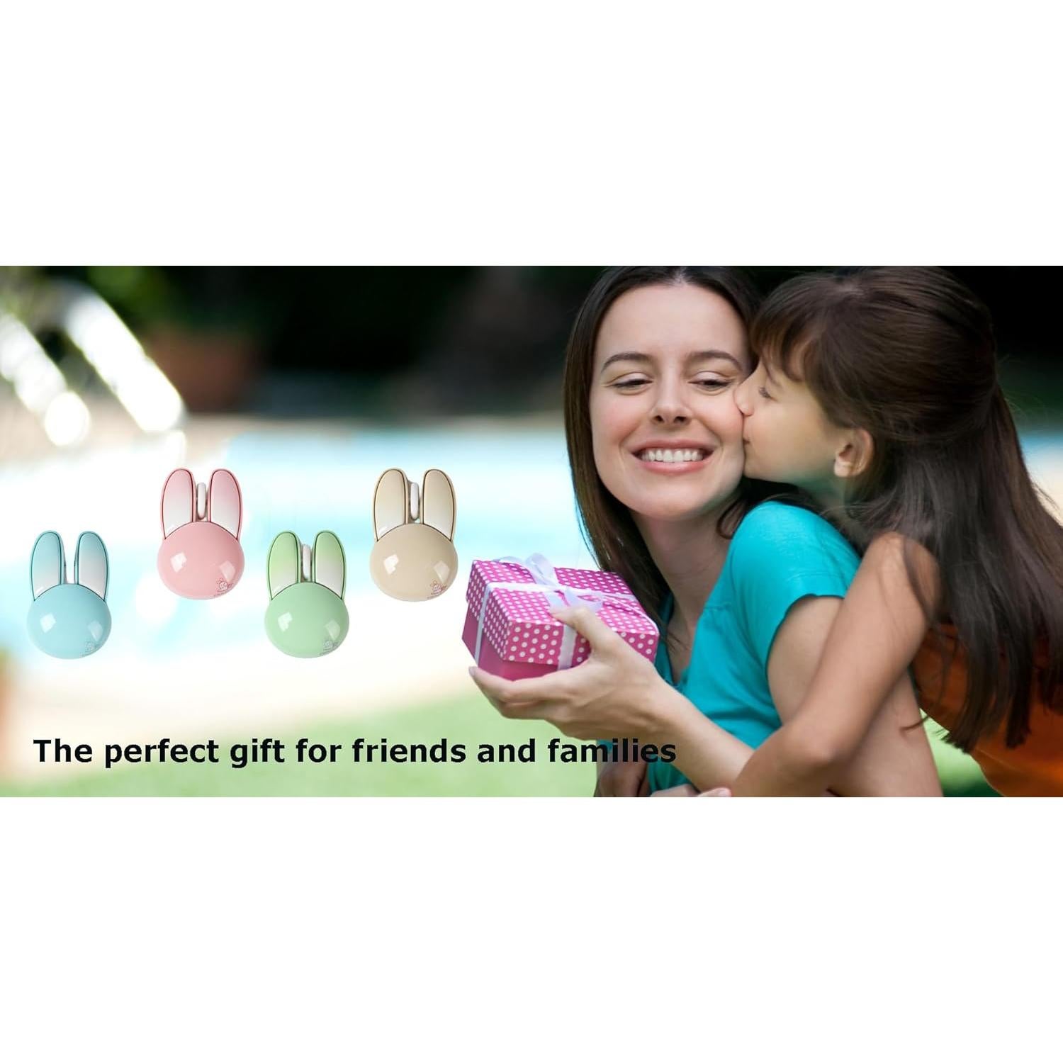 Ratón Inalámbrico Rosa TECCOEUS Diseño Conejo Ergonómico