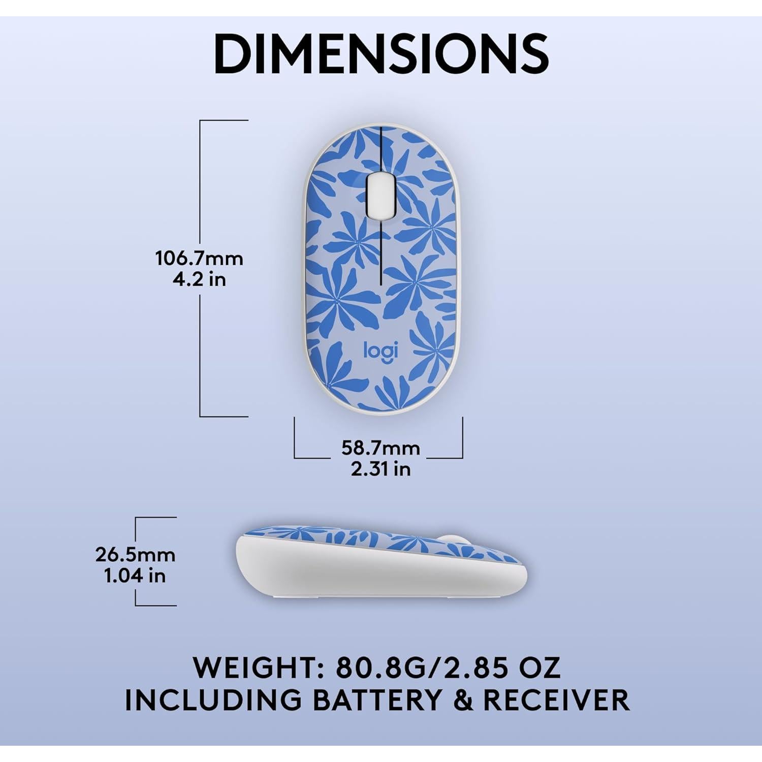 Ratón Inalámbrico Logitech M340 Floral Azul - Silencioso y Compacto