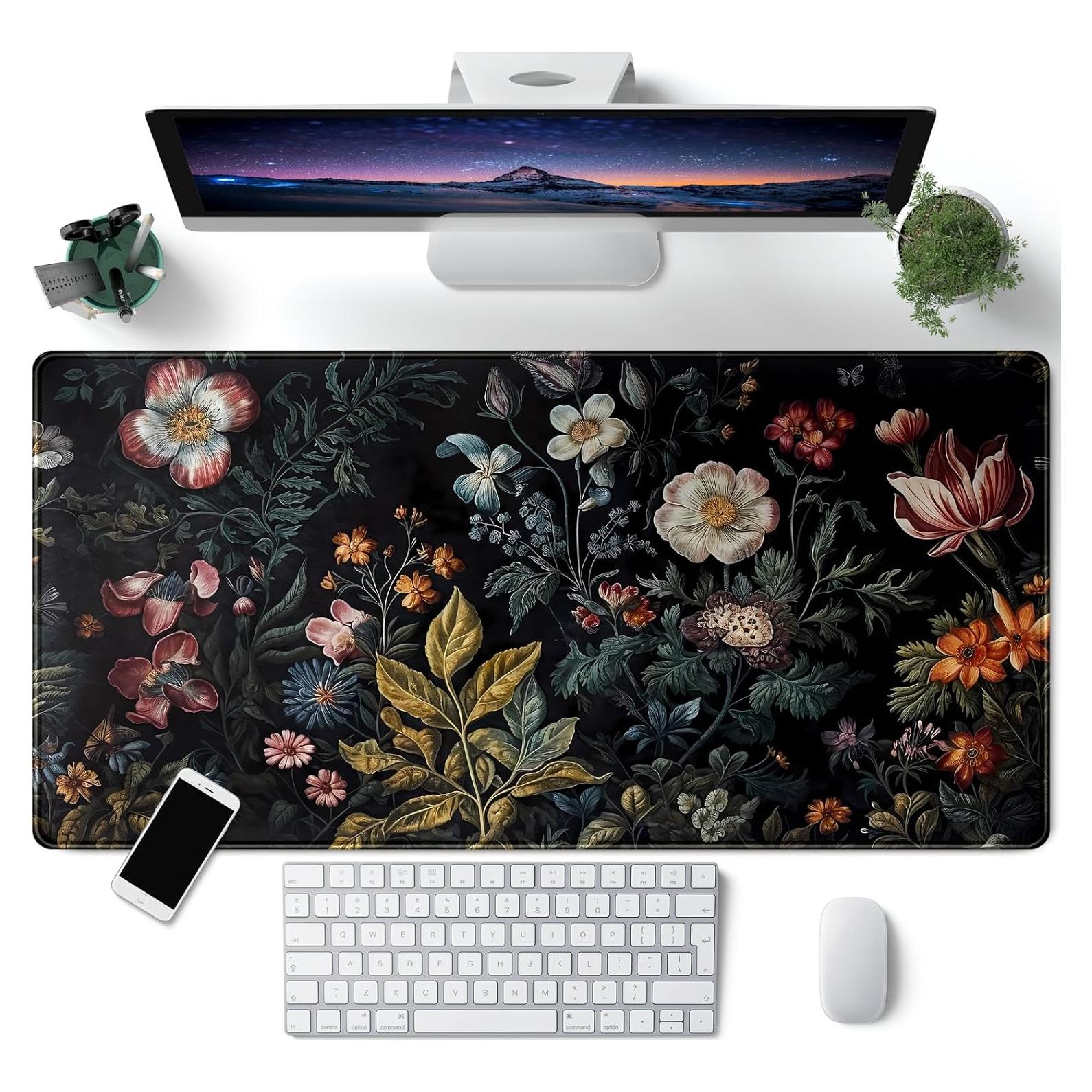 Alfombrilla de Escritorio Grande CYZFF Floral Vintage 80x40cm