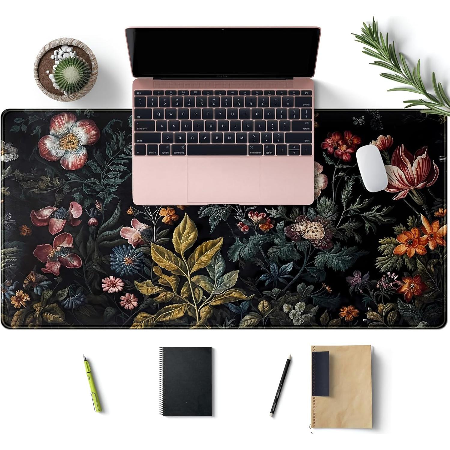 Alfombrilla de Escritorio Grande CYZFF Floral Vintage 80x40cm