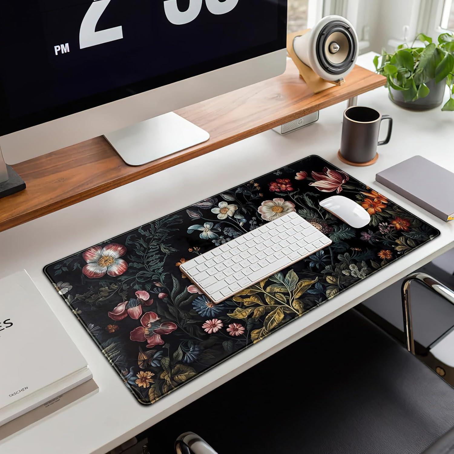 Alfombrilla de Escritorio Grande CYZFF Floral Vintage 80x40cm