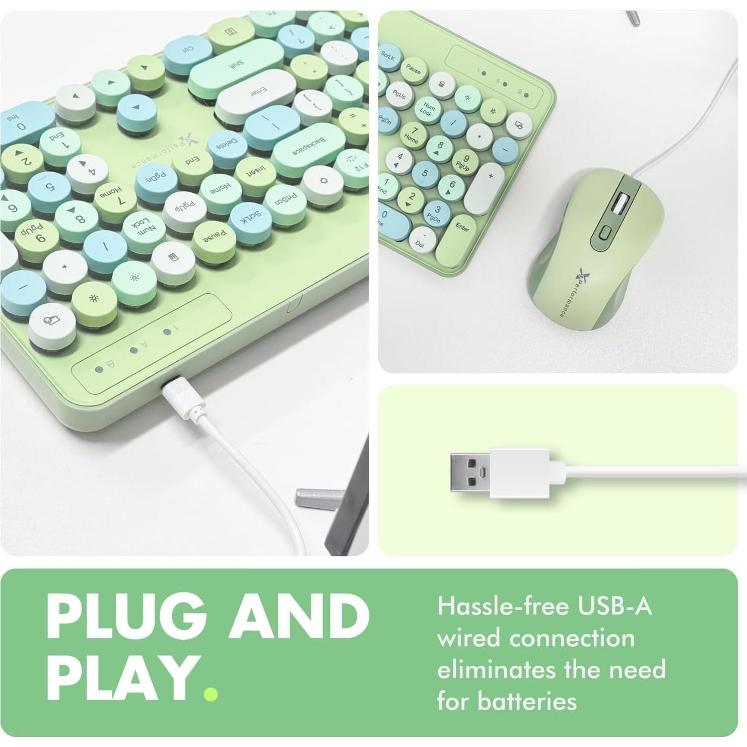 Combo Teclado y Ratón X9 Retro Iluminado Pastel Verde