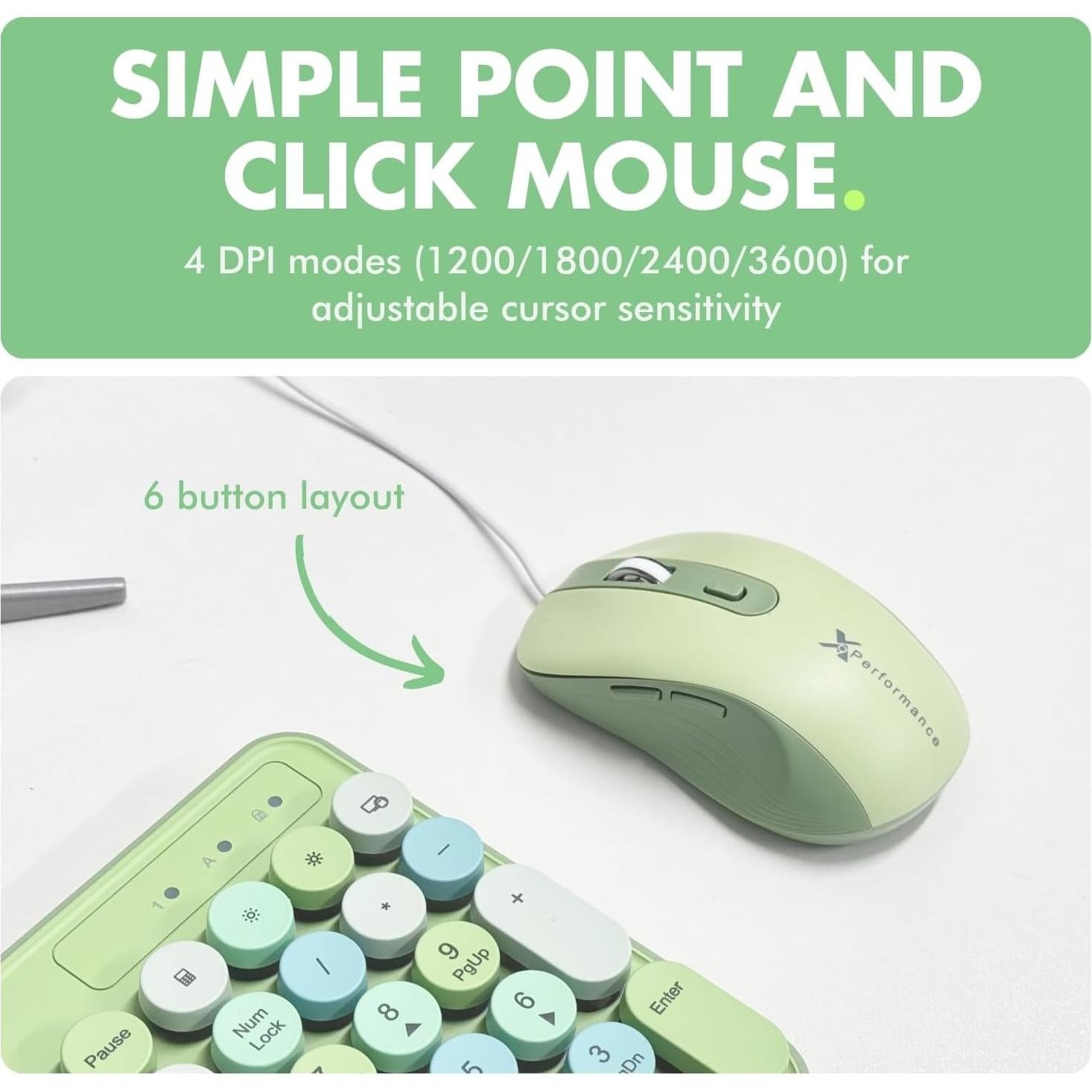 Combo Teclado y Ratón X9 Retro Iluminado Pastel Verde