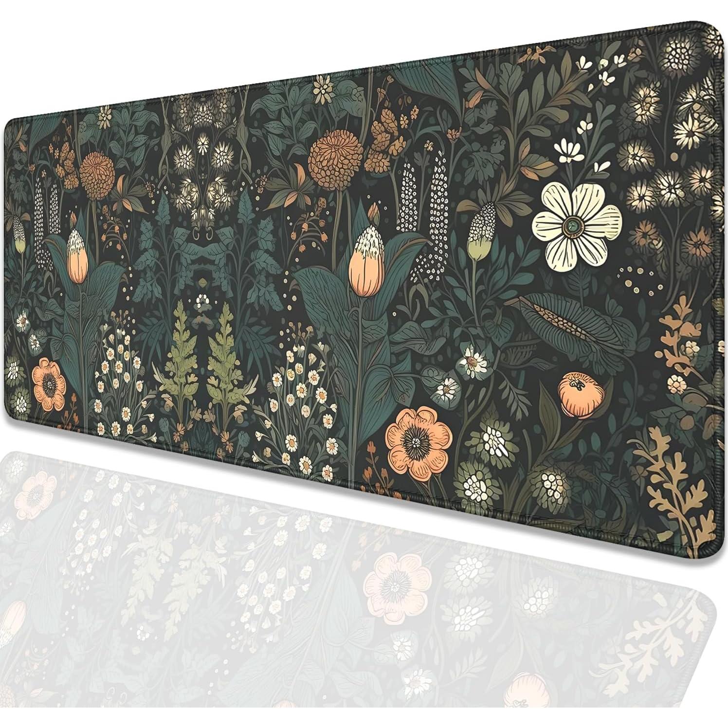 Alfombrilla de Ratón PAKWMFEVGD Floral Negra 70x30cm Antideslizante