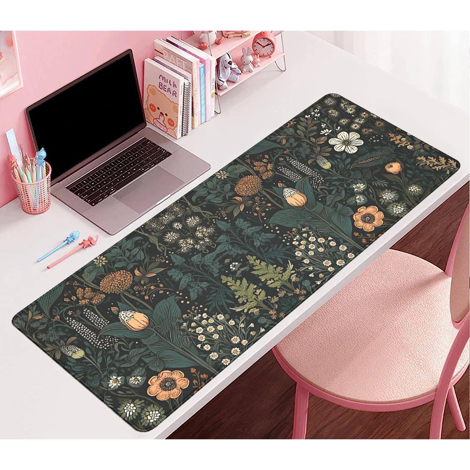 Alfombrilla de Ratón PAKWMFEVGD Floral Negra 70x30cm Antideslizante