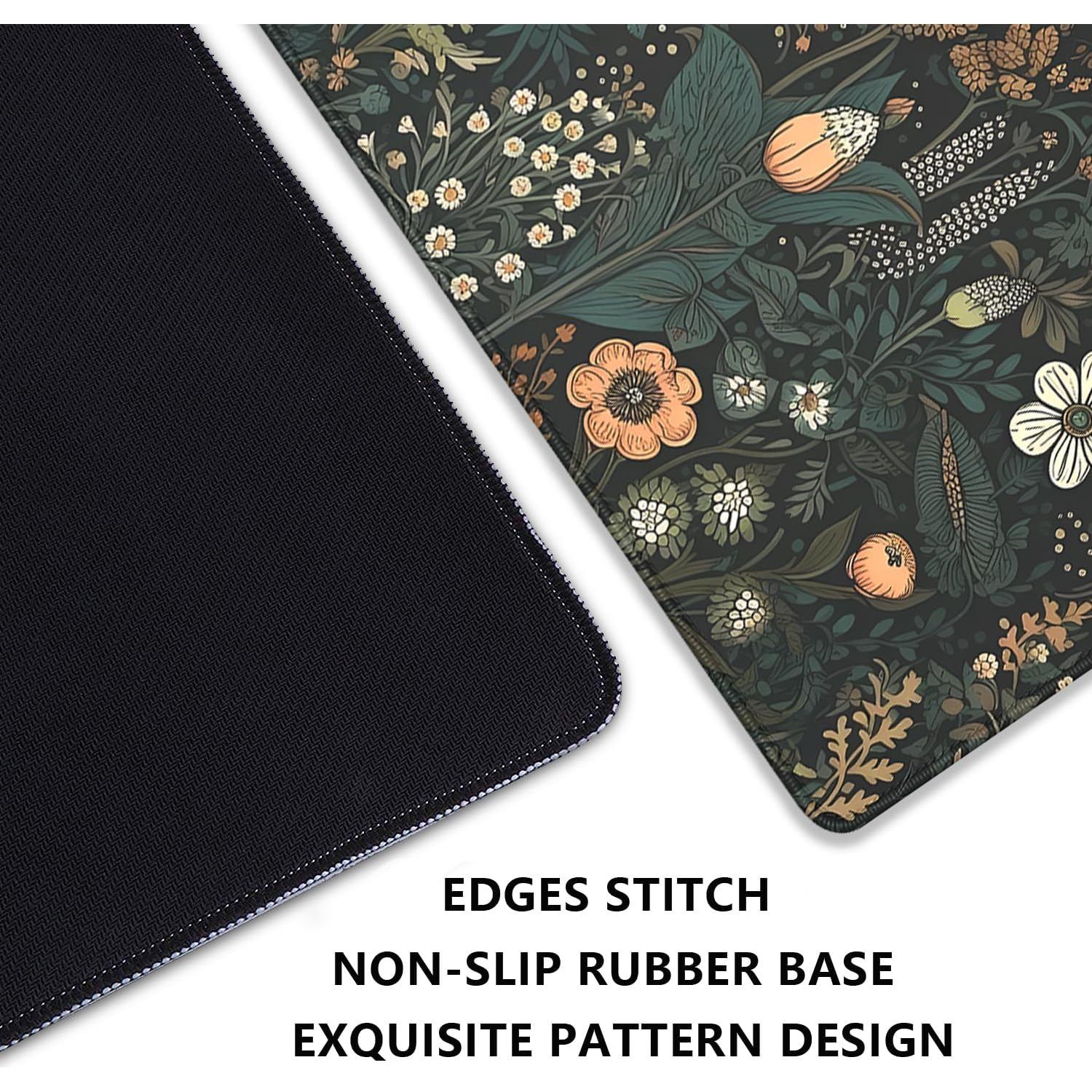 Alfombrilla de Ratón PAKWMFEVGD Floral Negra 70x30cm Antideslizante