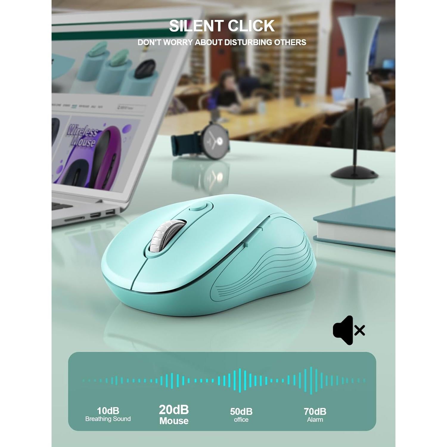 Mouse Inalámbrico Ergonomico Trueque Verde Menta 2.4GHz 6 Botones