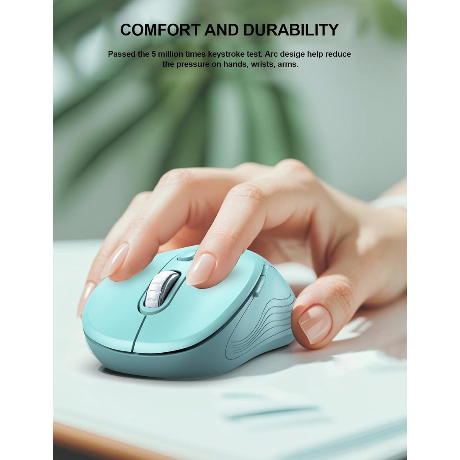 Mouse Inalámbrico Ergonomico Trueque Verde Menta 2.4GHz 6 Botones