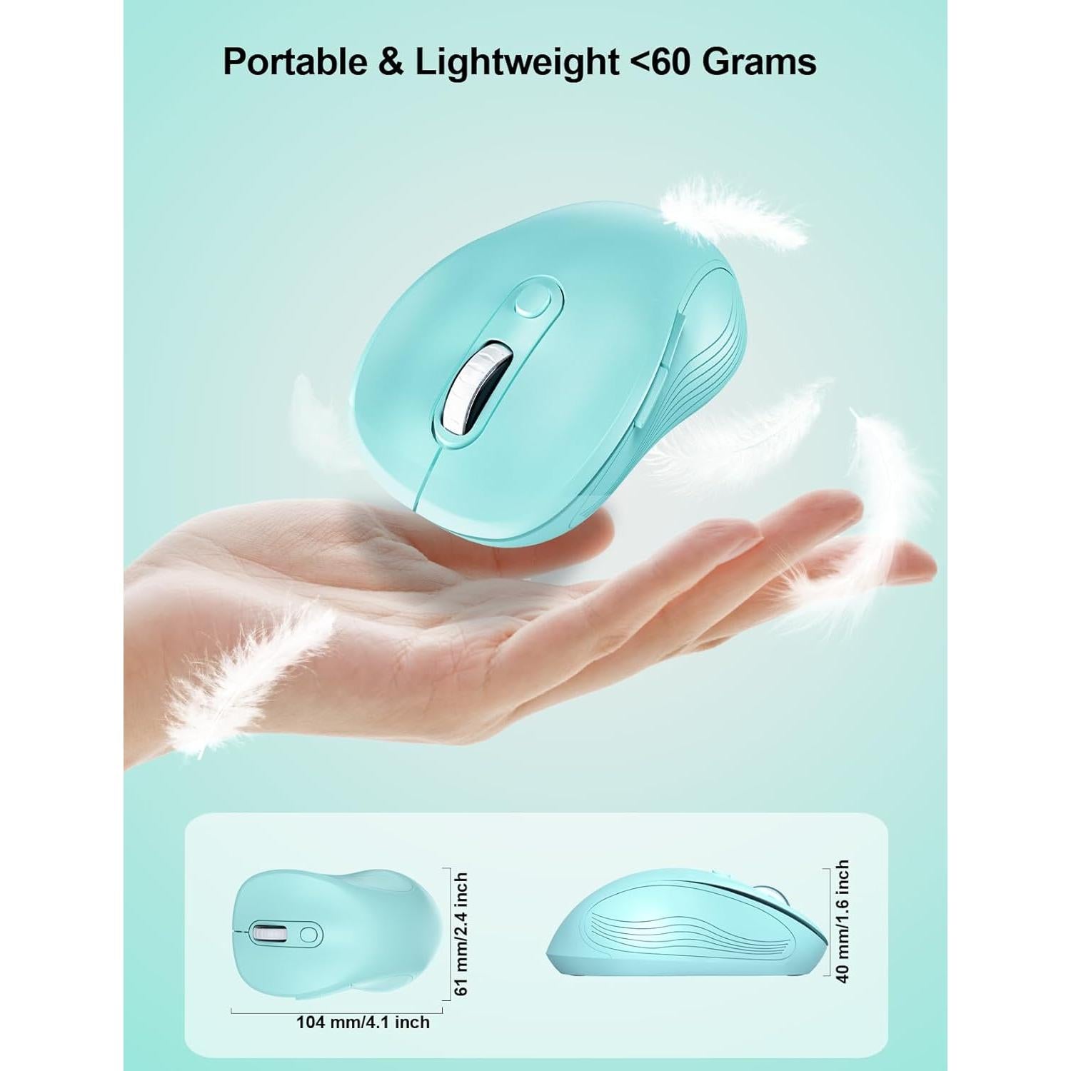 Mouse Inalámbrico Ergonomico Trueque Verde Menta 2.4GHz 6 Botones