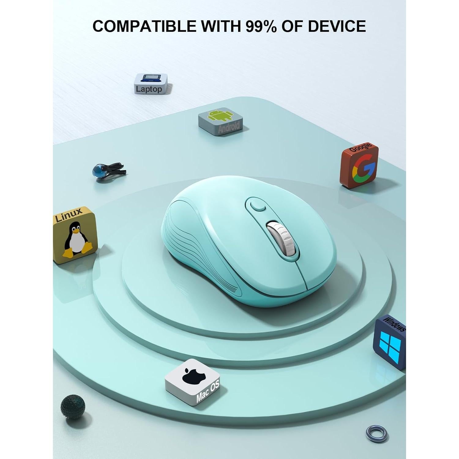 Mouse Inalámbrico Ergonomico Trueque Verde Menta 2.4GHz 6 Botones