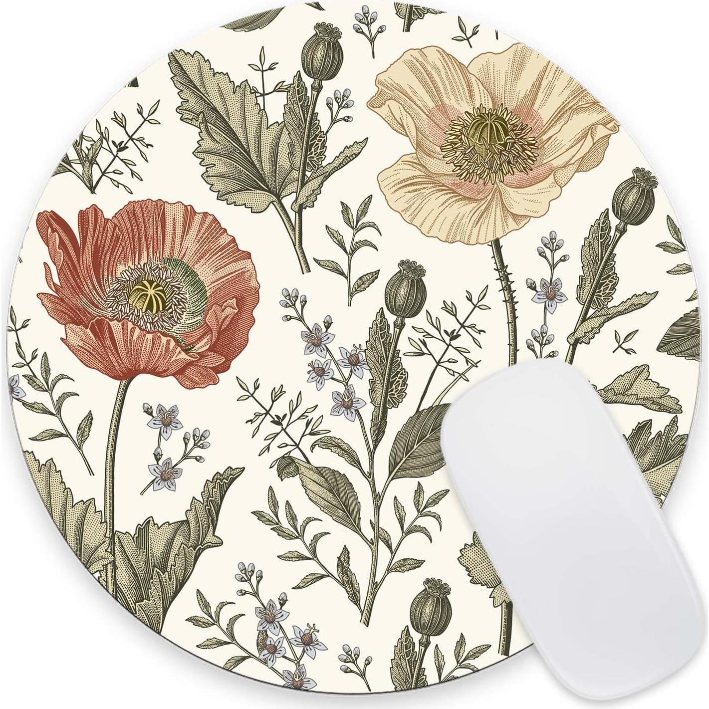 Alfombrilla de Ratón Nphuriy Flores Vintage 20x20 cm Antideslizante