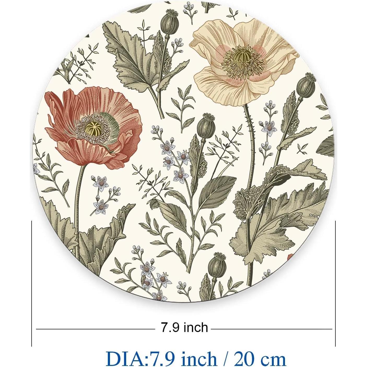 Alfombrilla de Ratón Nphuriy Flores Vintage 20x20 cm Antideslizante