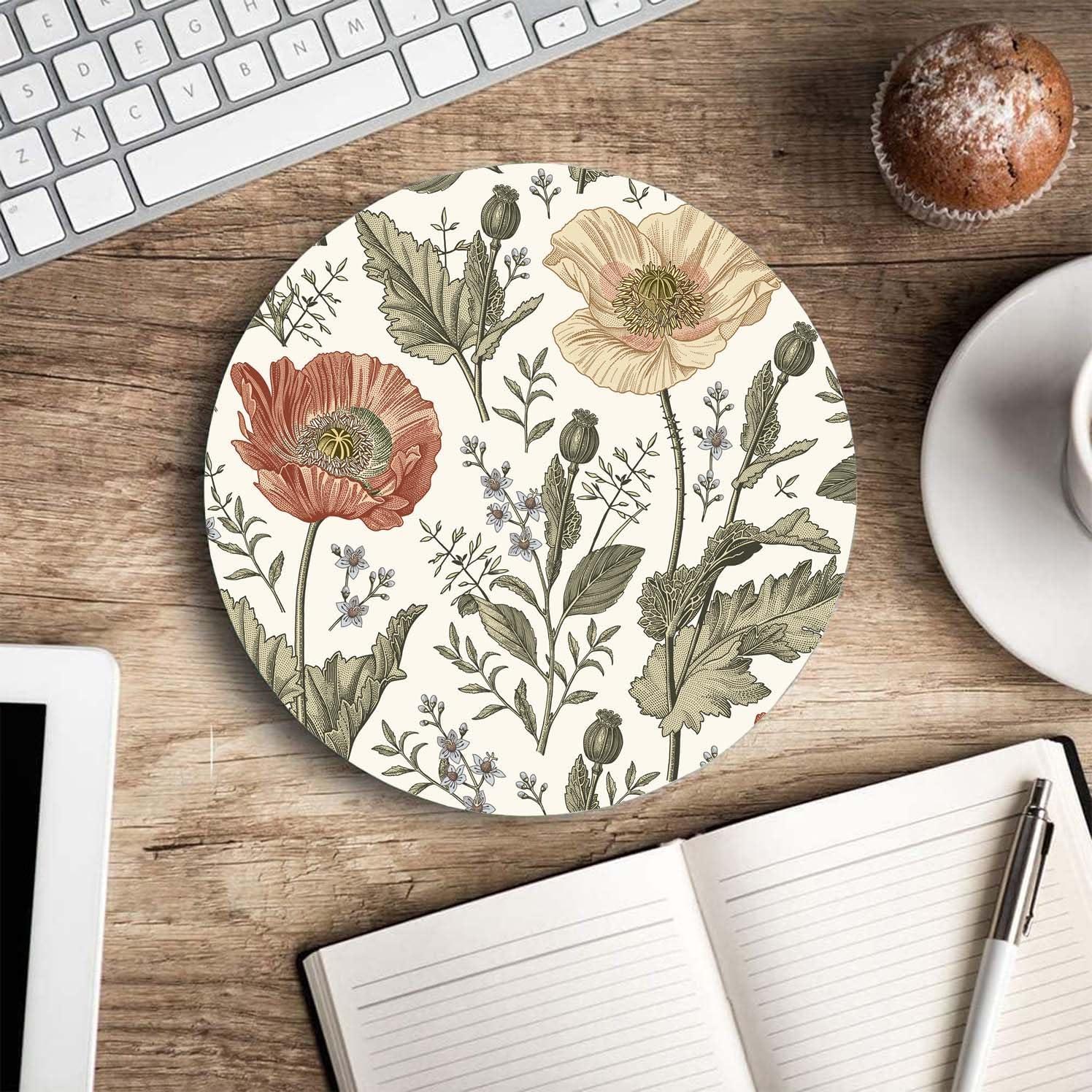 Alfombrilla de Ratón Nphuriy Flores Vintage 20x20 cm Antideslizante