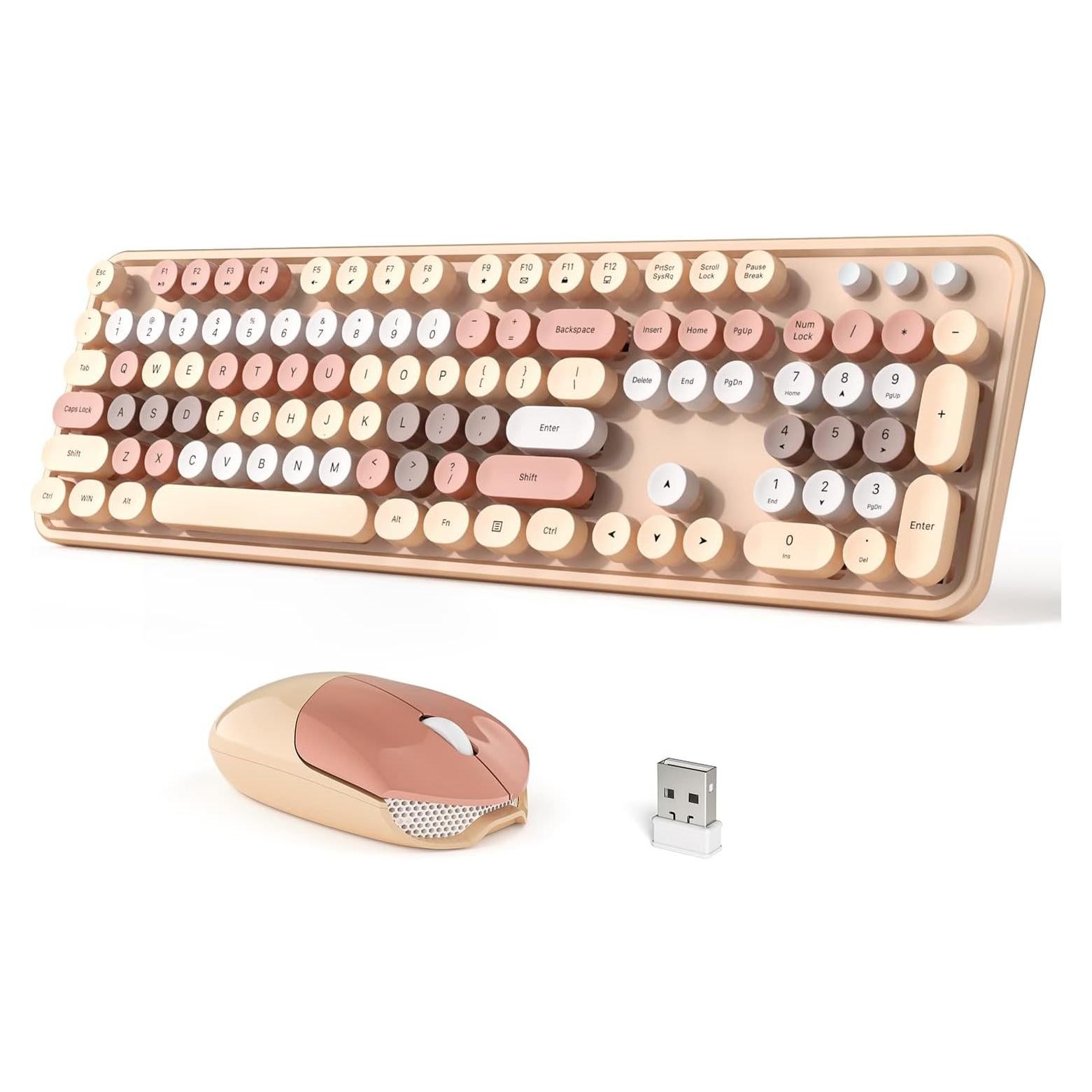 Combo Teclado y Ratón Inalámbrico Dilter 104 Teclas Coloridas