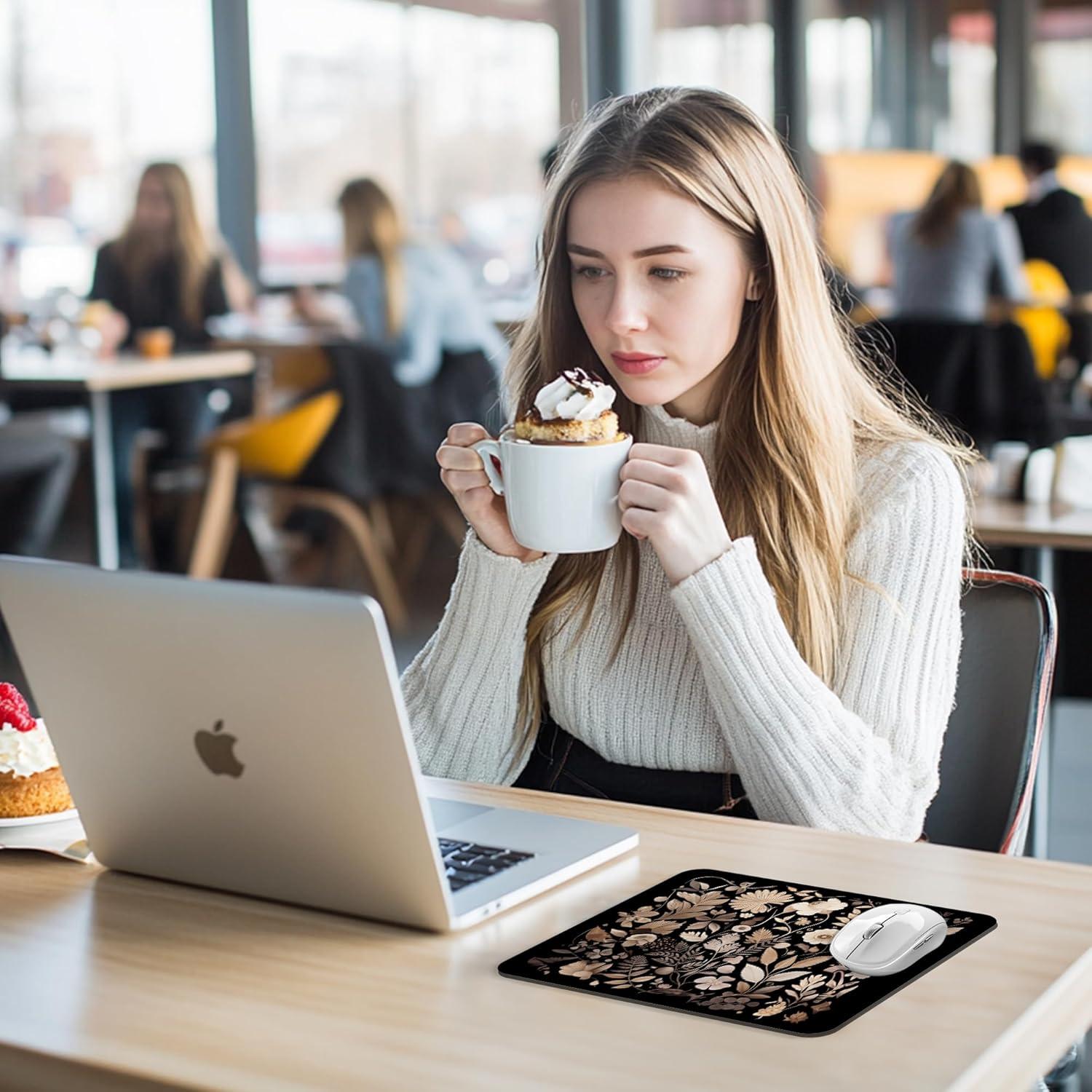 Alfombrilla de Ratón BAYOGITA Floral Boho Negra 24.1x20.3 cm