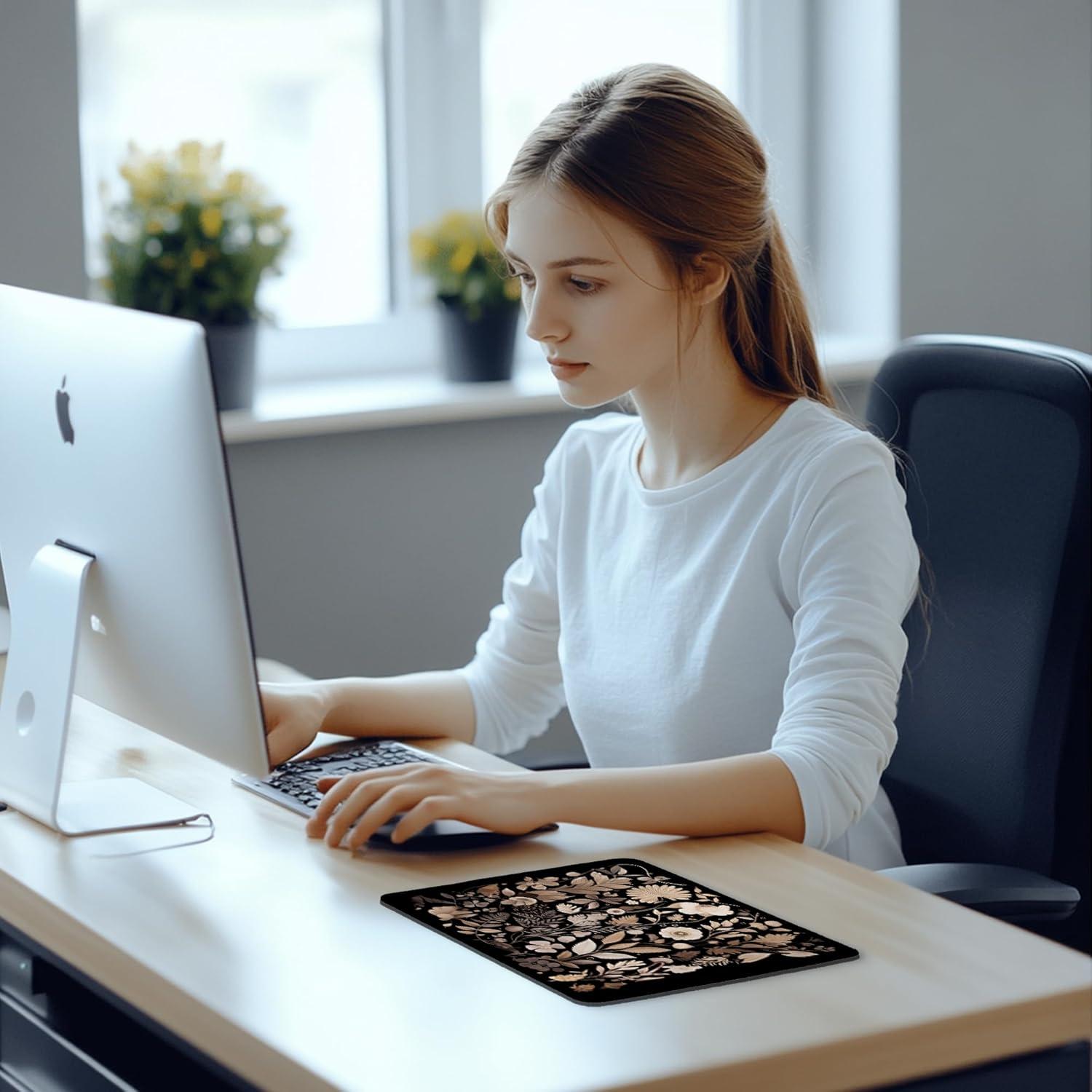 Alfombrilla de Ratón BAYOGITA Floral Boho Negra 24.1x20.3 cm