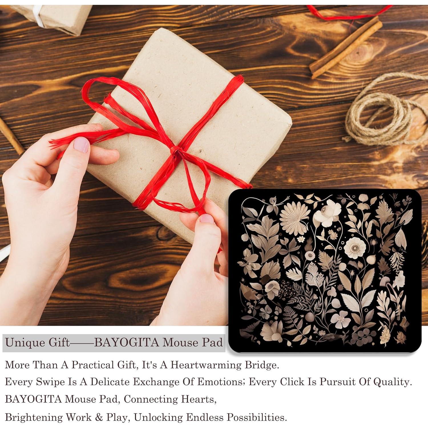 Alfombrilla de Ratón BAYOGITA Floral Boho Negra 24.1x20.3 cm