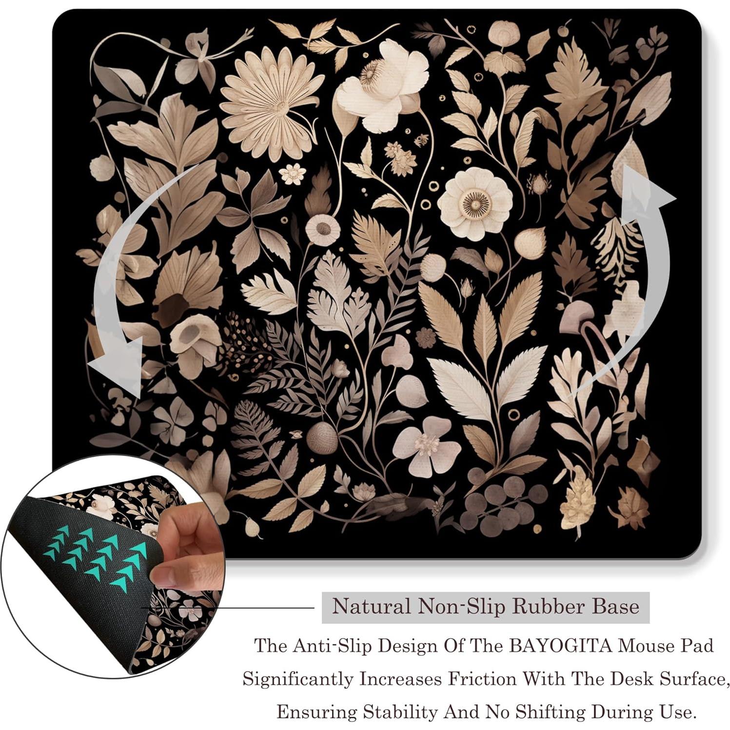 Alfombrilla de Ratón BAYOGITA Floral Boho Negra 24.1x20.3 cm