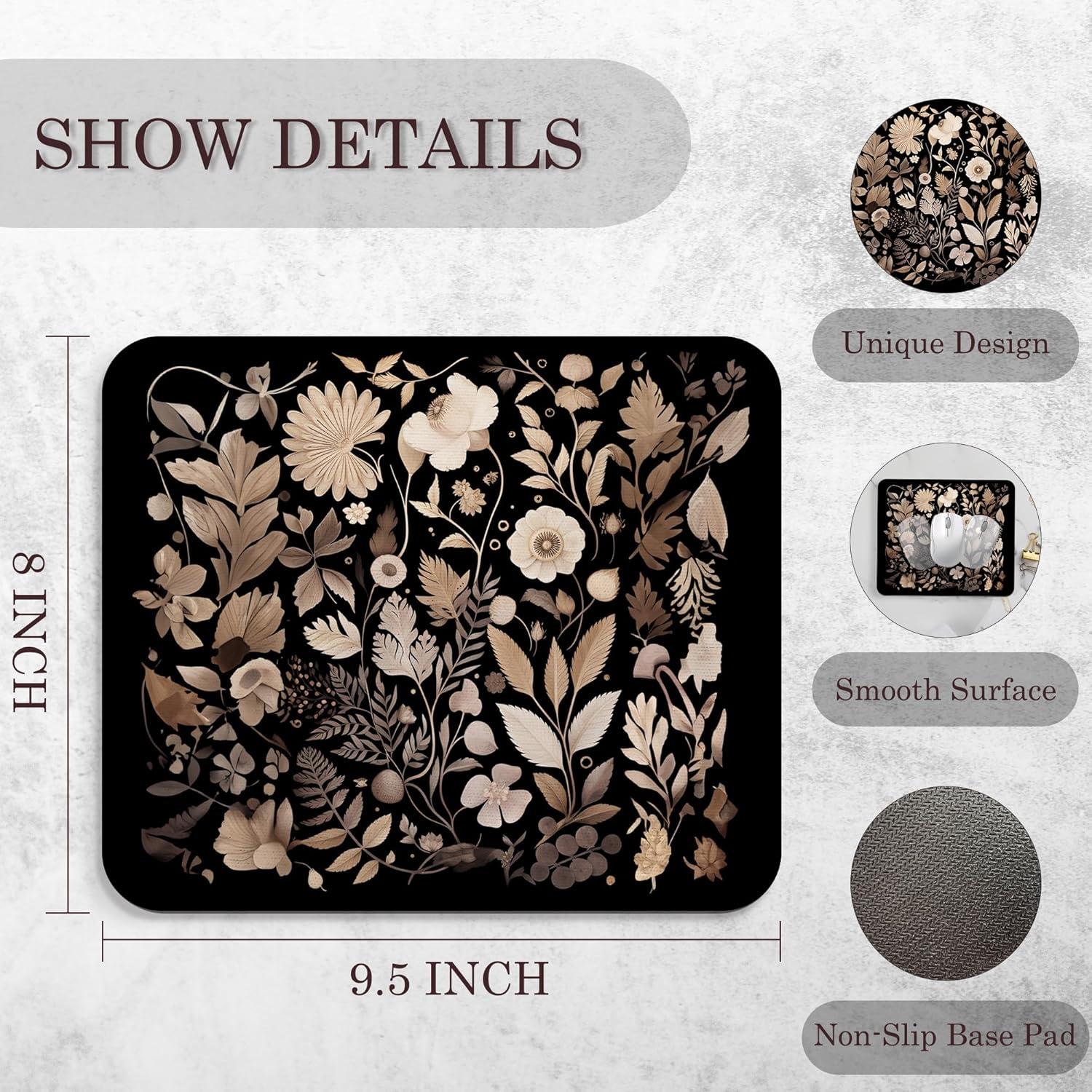 Alfombrilla de Ratón BAYOGITA Floral Boho Negra 24.1x20.3 cm