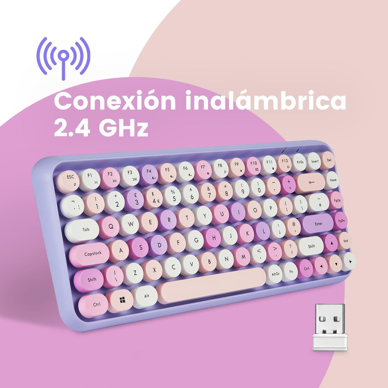 Set de Teclado y Ratón Inalámbrico Perixx PERIDUO-713PP Morado