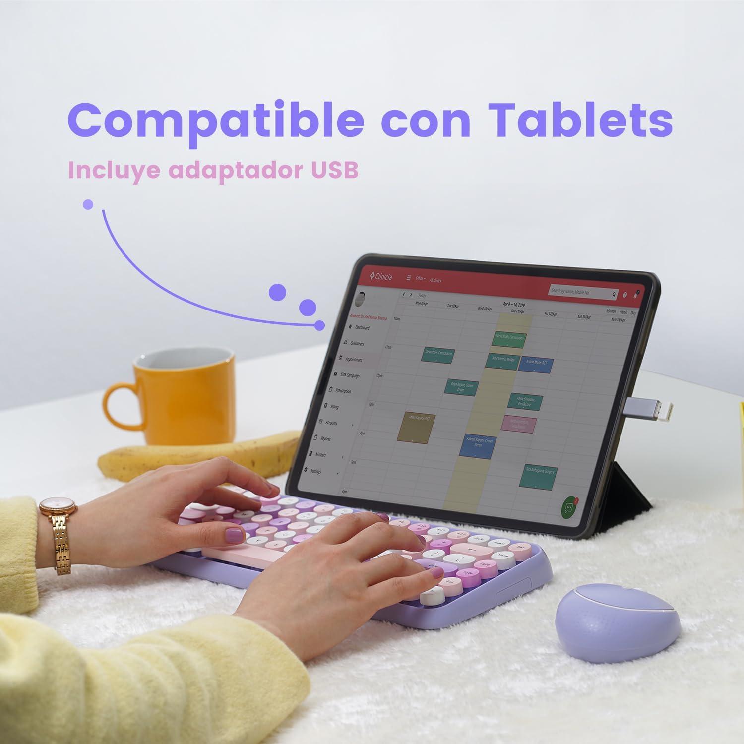 Set de Teclado y Ratón Inalámbrico Perixx PERIDUO-713PP Morado