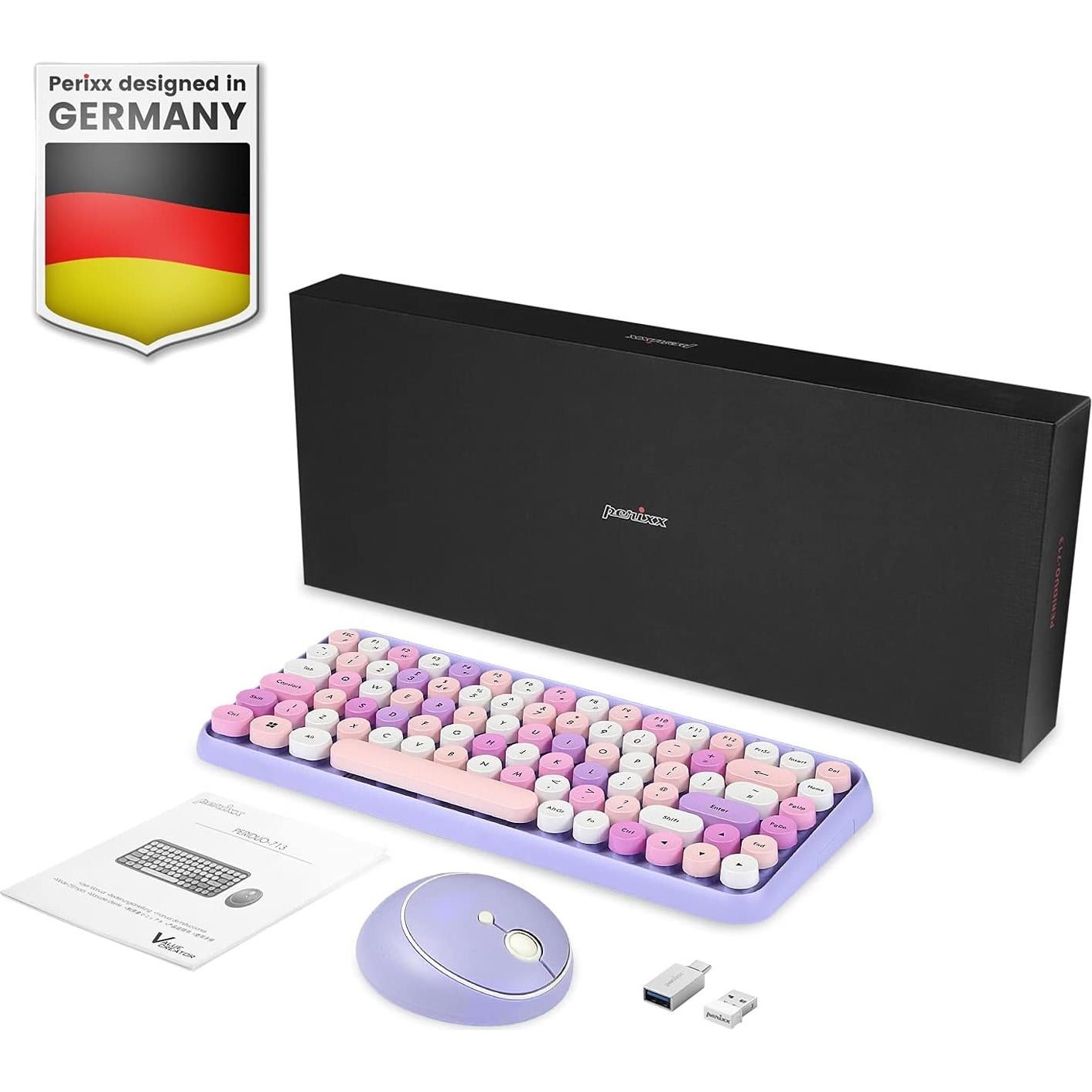 Set de Teclado y Ratón Inalámbrico Perixx PERIDUO-713PP Morado