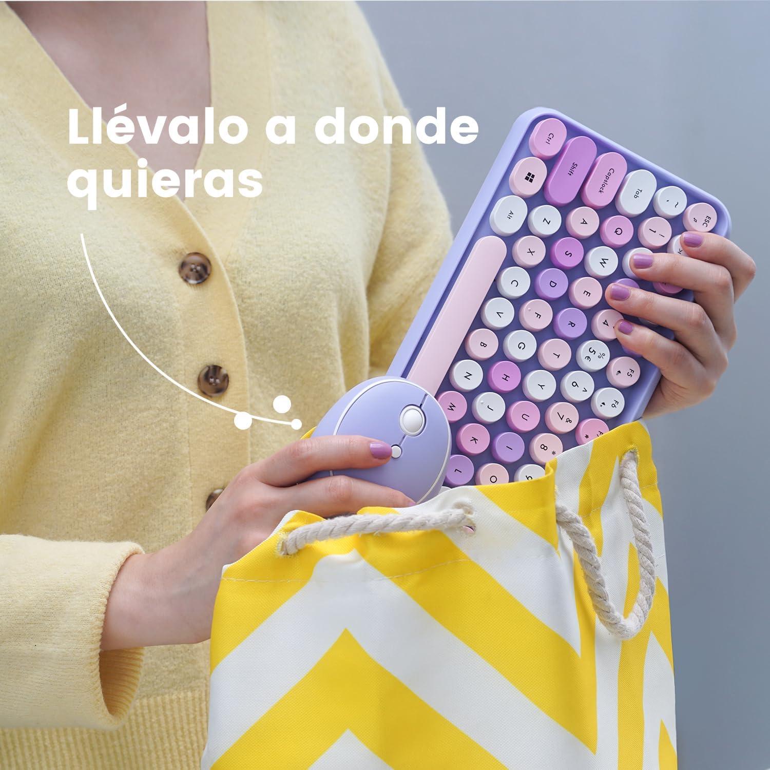 Set de Teclado y Ratón Inalámbrico Perixx PERIDUO-713PP Morado