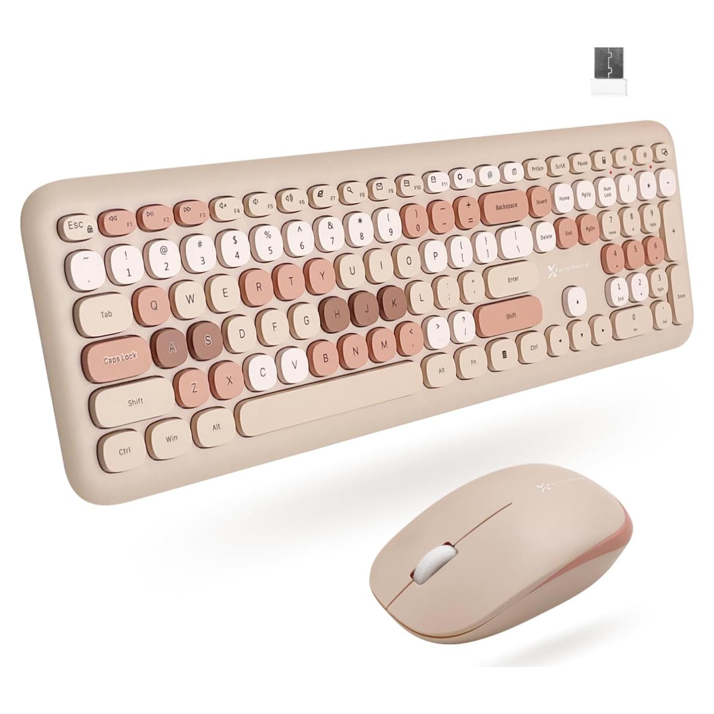 Combo Teclado y Ratón Inalámbricos X9 Marrón - Teclas de Burbuja
