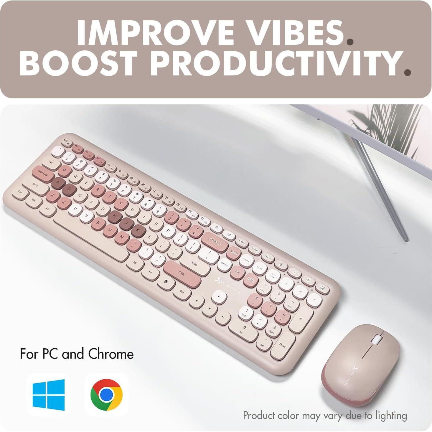 Combo Teclado y Ratón Inalámbricos X9 Marrón - Teclas de Burbuja
