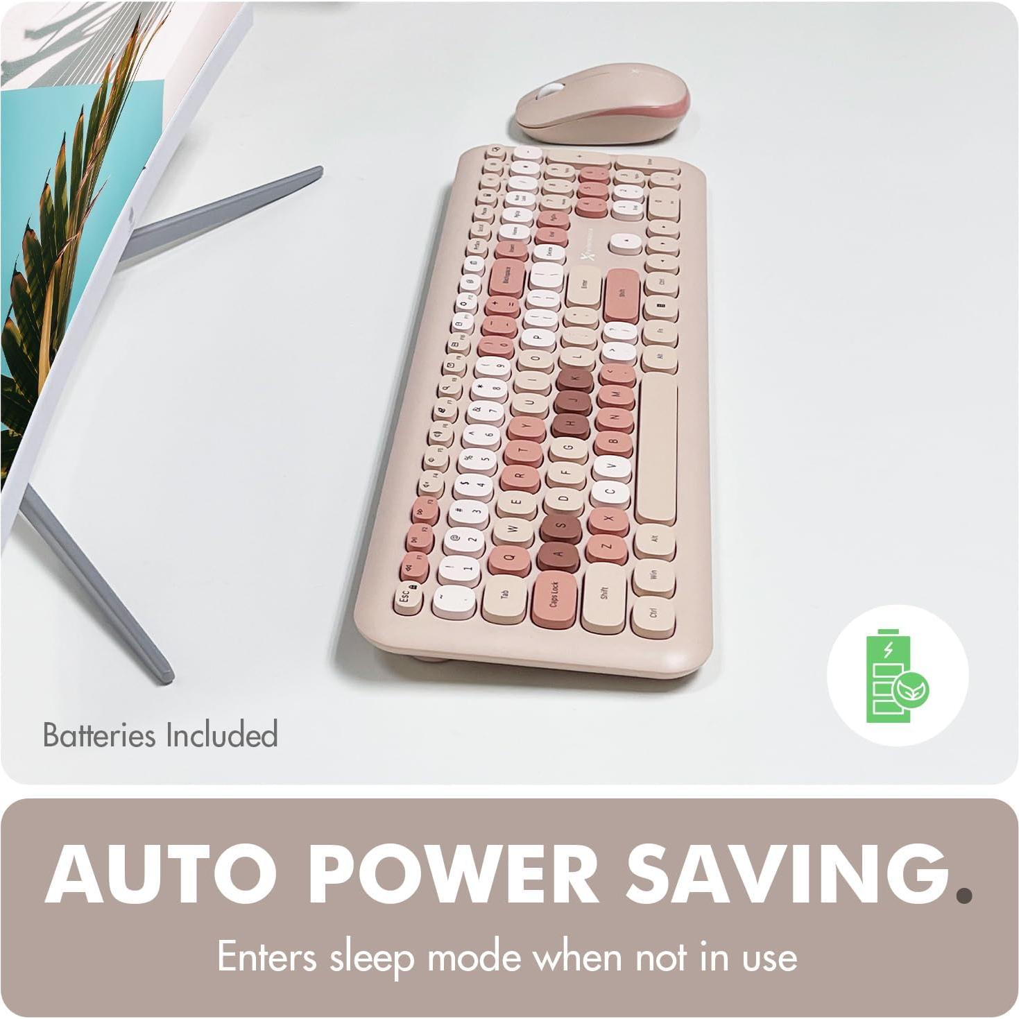 Combo Teclado y Ratón Inalámbricos X9 Marrón - Teclas de Burbuja