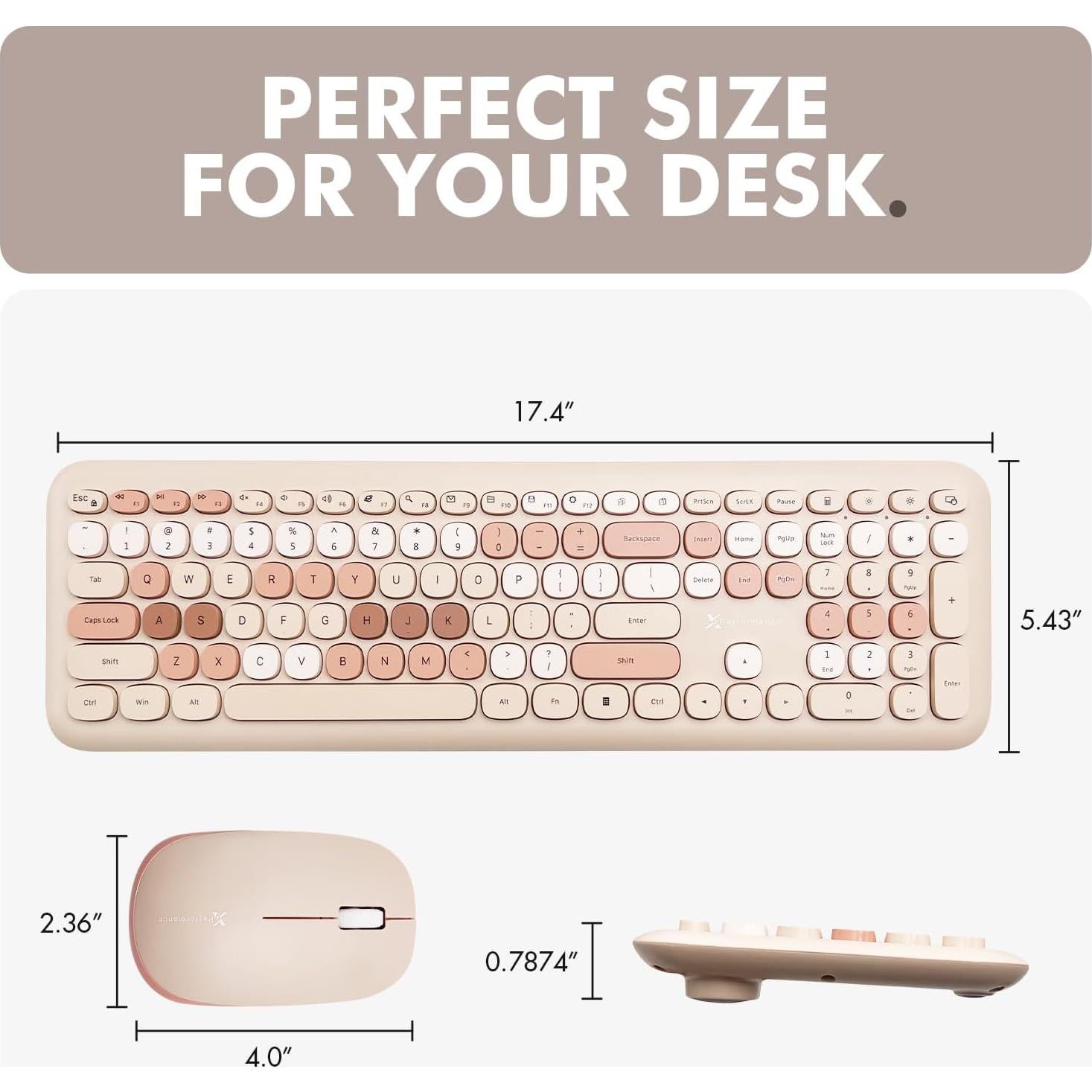 Combo Teclado y Ratón Inalámbricos X9 Marrón - Teclas de Burbuja