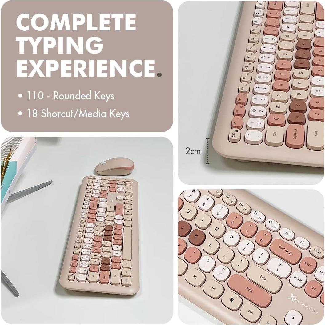 Combo Teclado y Ratón Inalámbricos X9 Marrón - Teclas de Burbuja