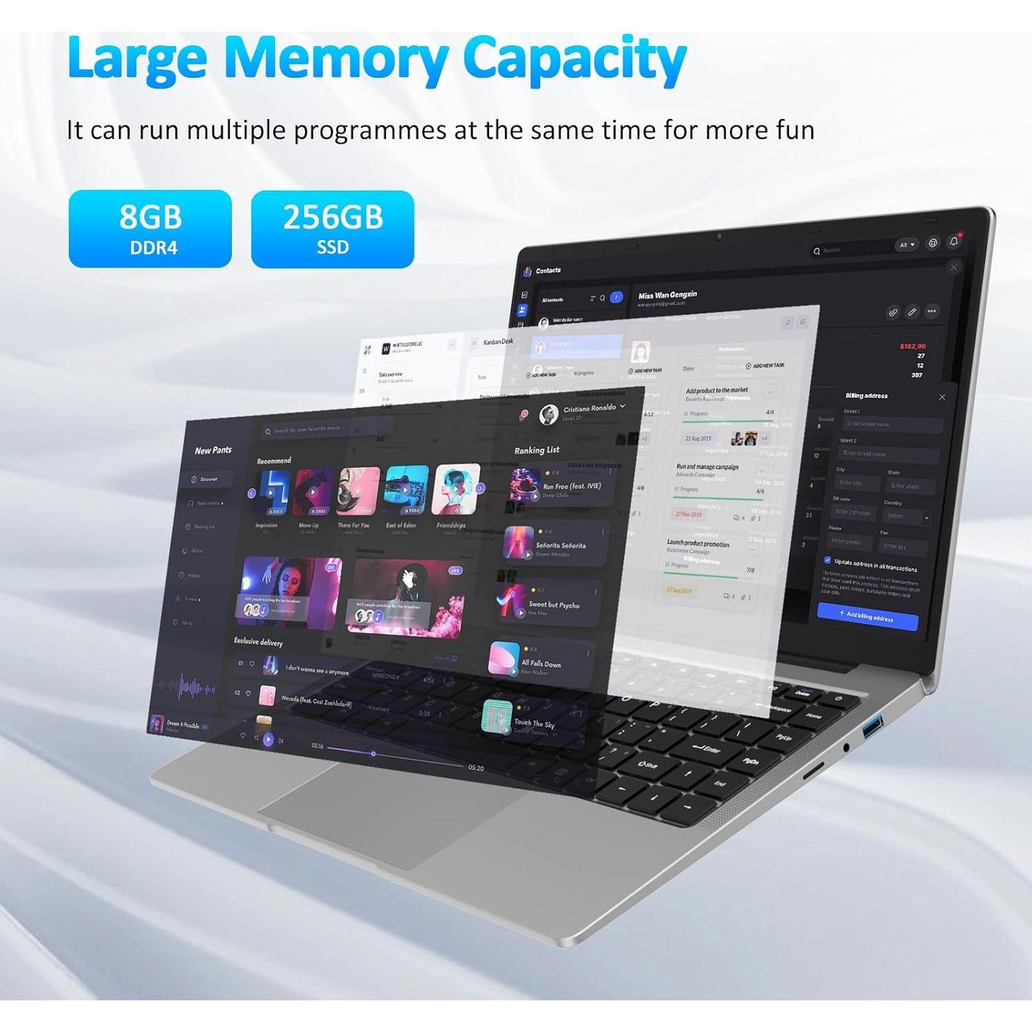 Laptop KurieTim 14.1" FHD 8GB RAM 256GB SSD Plata