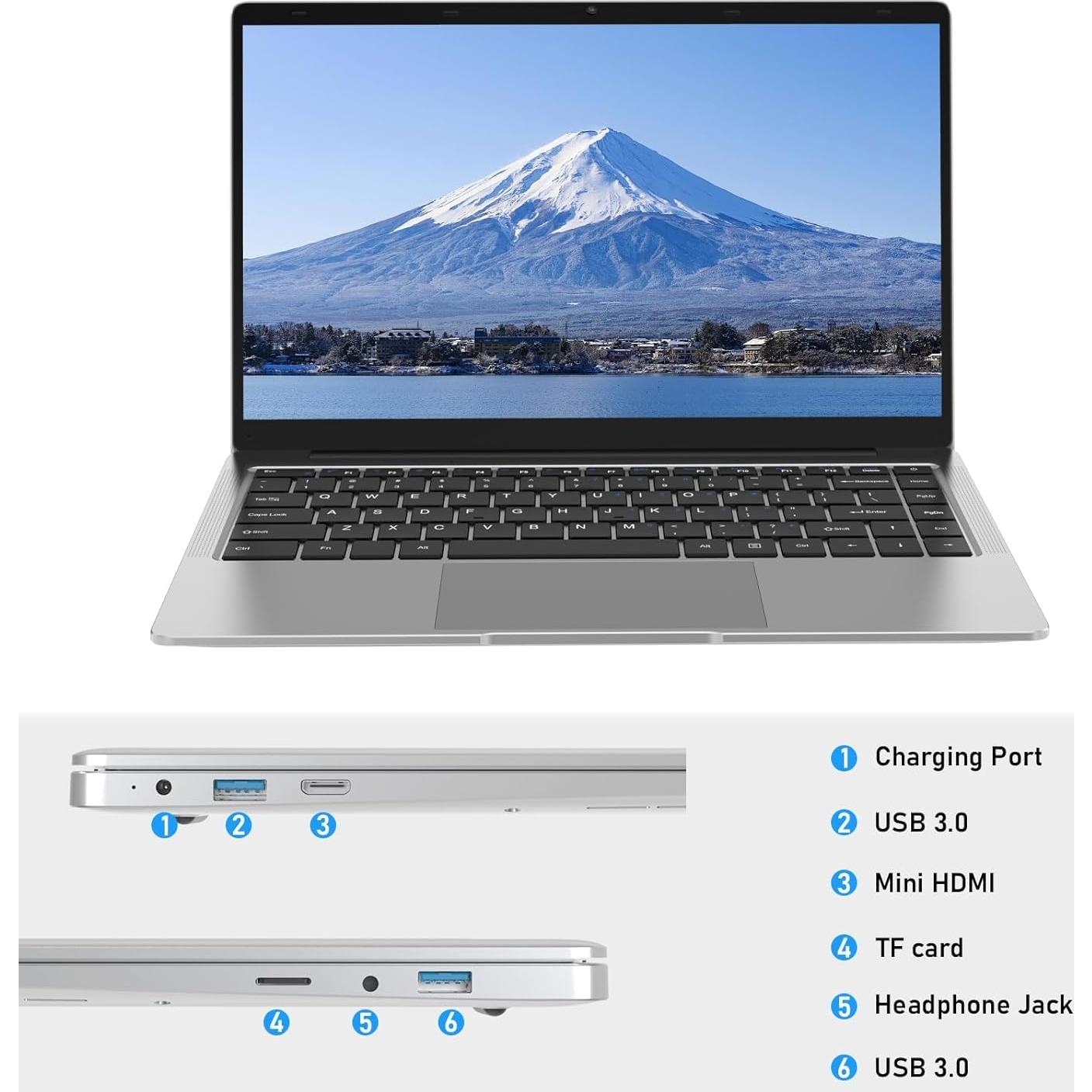 Laptop KurieTim 14.1" FHD 8GB RAM 256GB SSD Plata